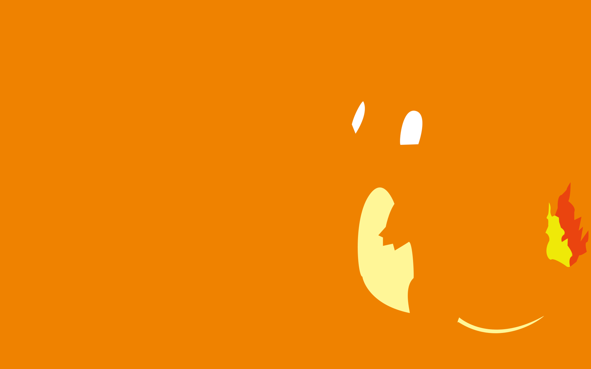 Glumanda, Pokémon, Minimalistisch, Orangefarbener Hintergrund, Full HD Wallpaper