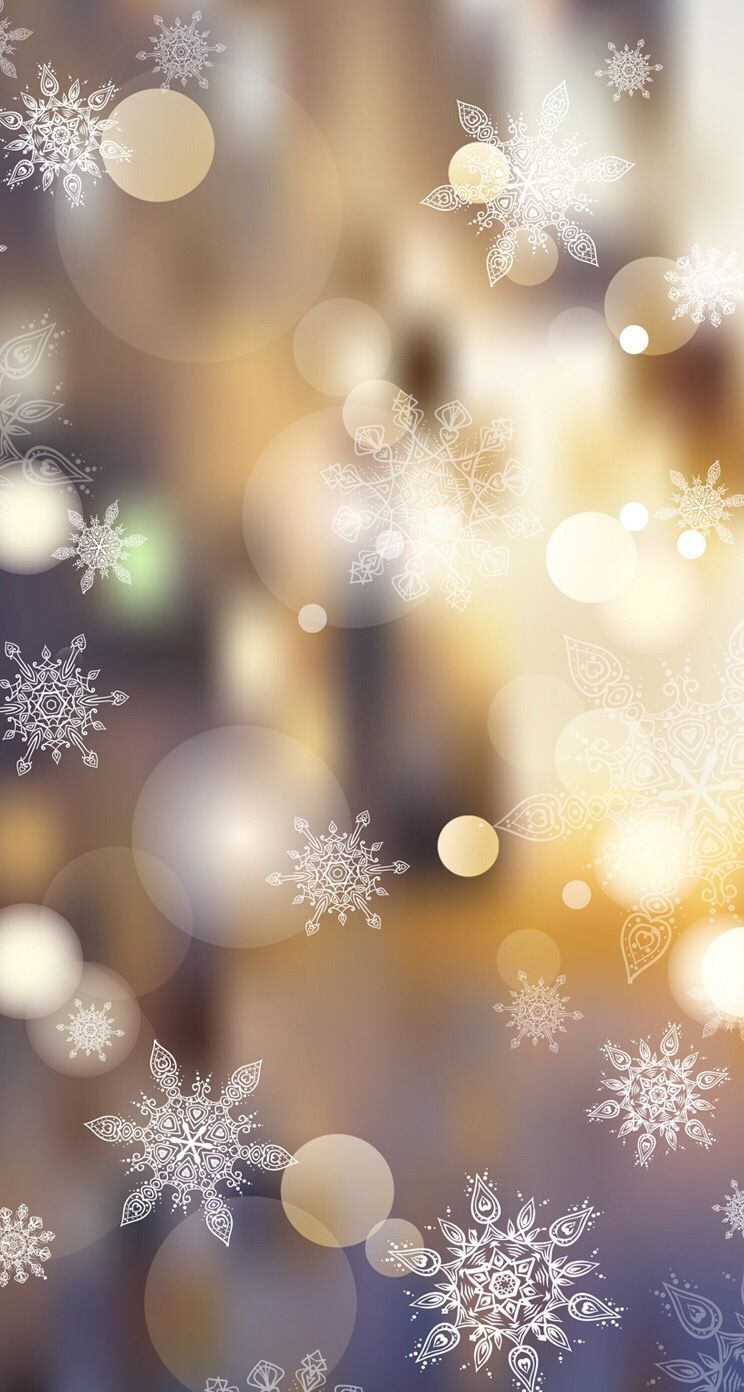 Schneeflocken, Bokeh, Goldene Lichter, Glitzer, Hintergrundbild für iPhone und Android