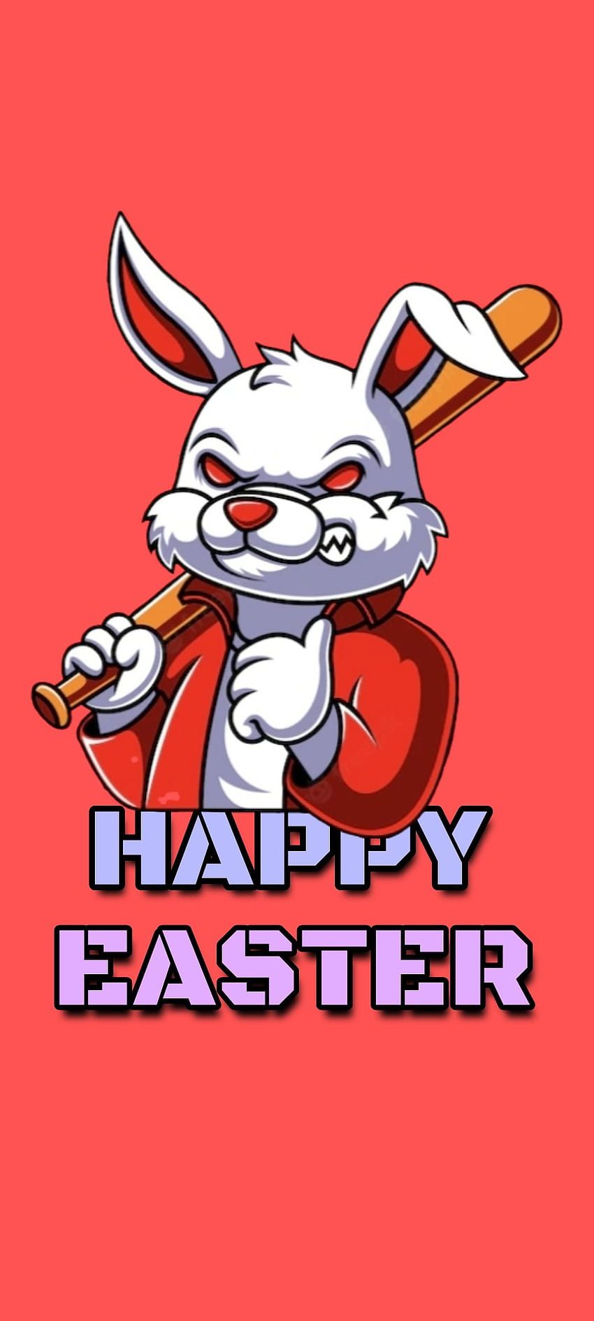 Happy Easter, Hase, Cartoon, Rot, Osterei, Hintergrundbild für iPhone und Android