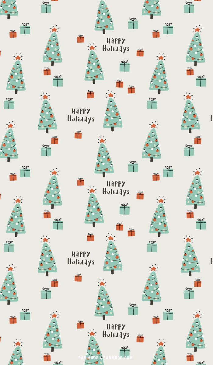 Weihnachtsbäume, Muster, Merry Holidays, Creme, Illustration, Hintergrundbild fürs Handy