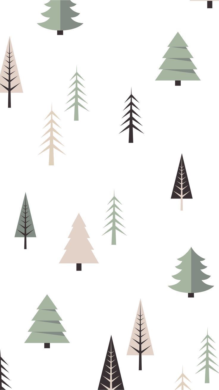 Tannenbäume, Muster, Illustration, Minimalistisch, Weißer Hintergrund, Sperrbildschirm fürs iPhone
