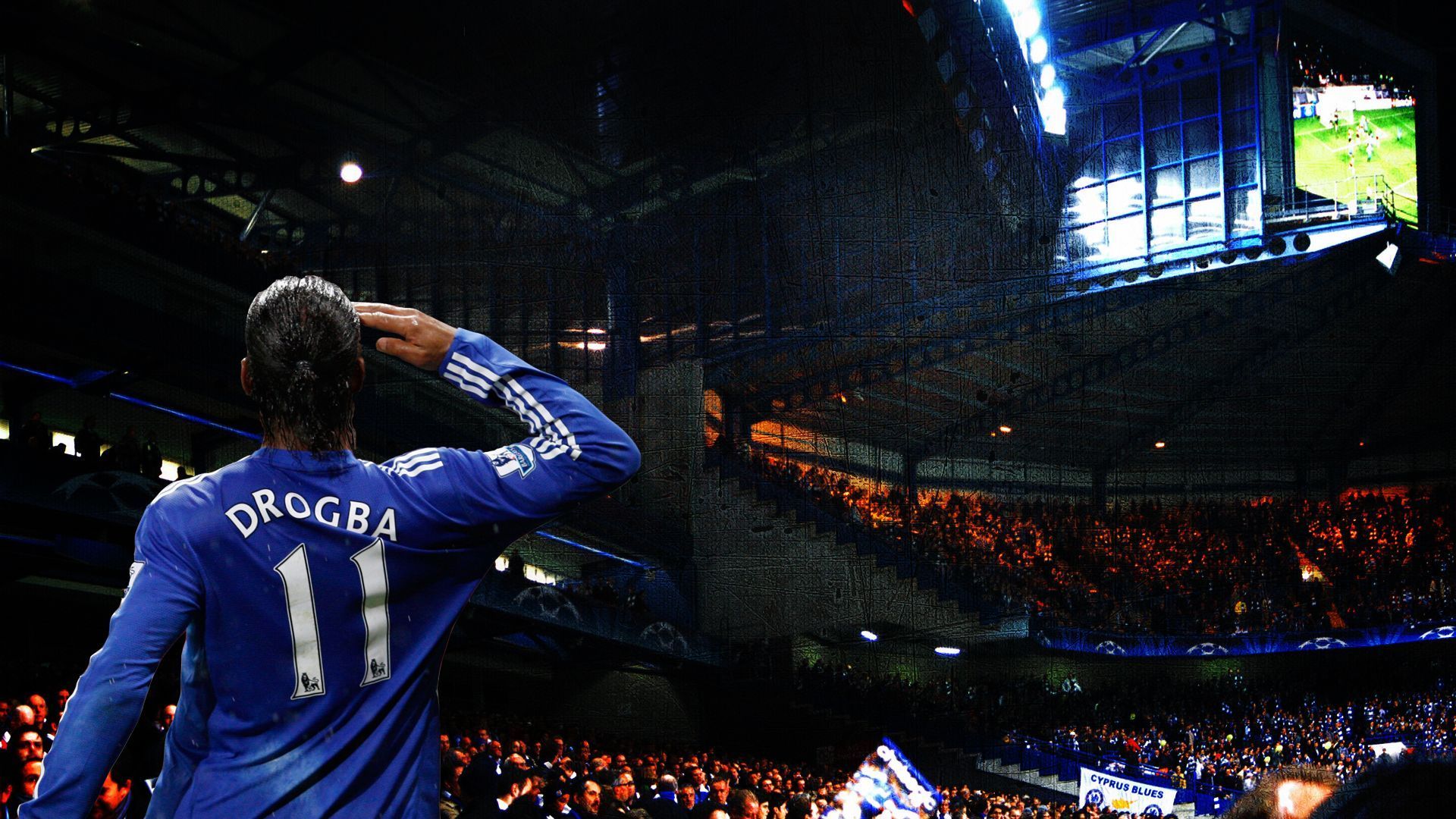 Didier Drogba, Chelsea FC, Stadion, Salut, Rückennummer 11, Full HD, Windows-Hintergrundbild
