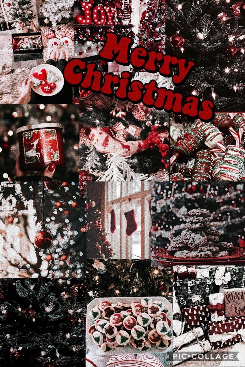Collage, Merry Christmas, Schwarz-Rot, Zuckerstangen, Festlich, HD, Handy-Hintergrund