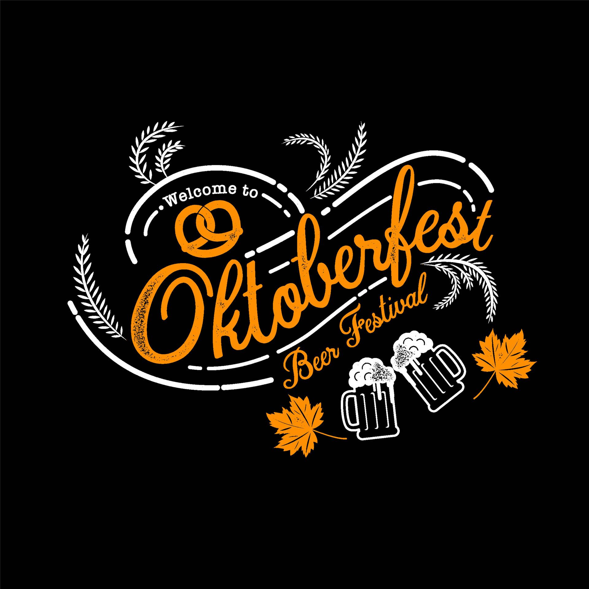 Oktoberfest, Bierfest, Schriftzug, Bierkrüge, Schwarzer Hintergrund, Full HD Wallpaper