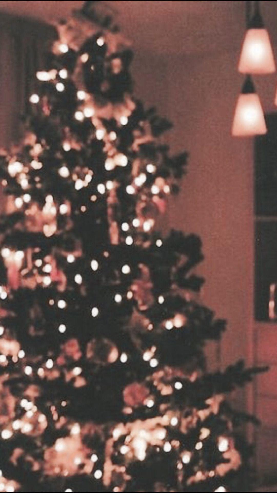 Weihnachtsbaum, Lichterkette, Dunkel, Wohnzimmer, Warmes Licht, Sperrbildschirm fürs iPhone