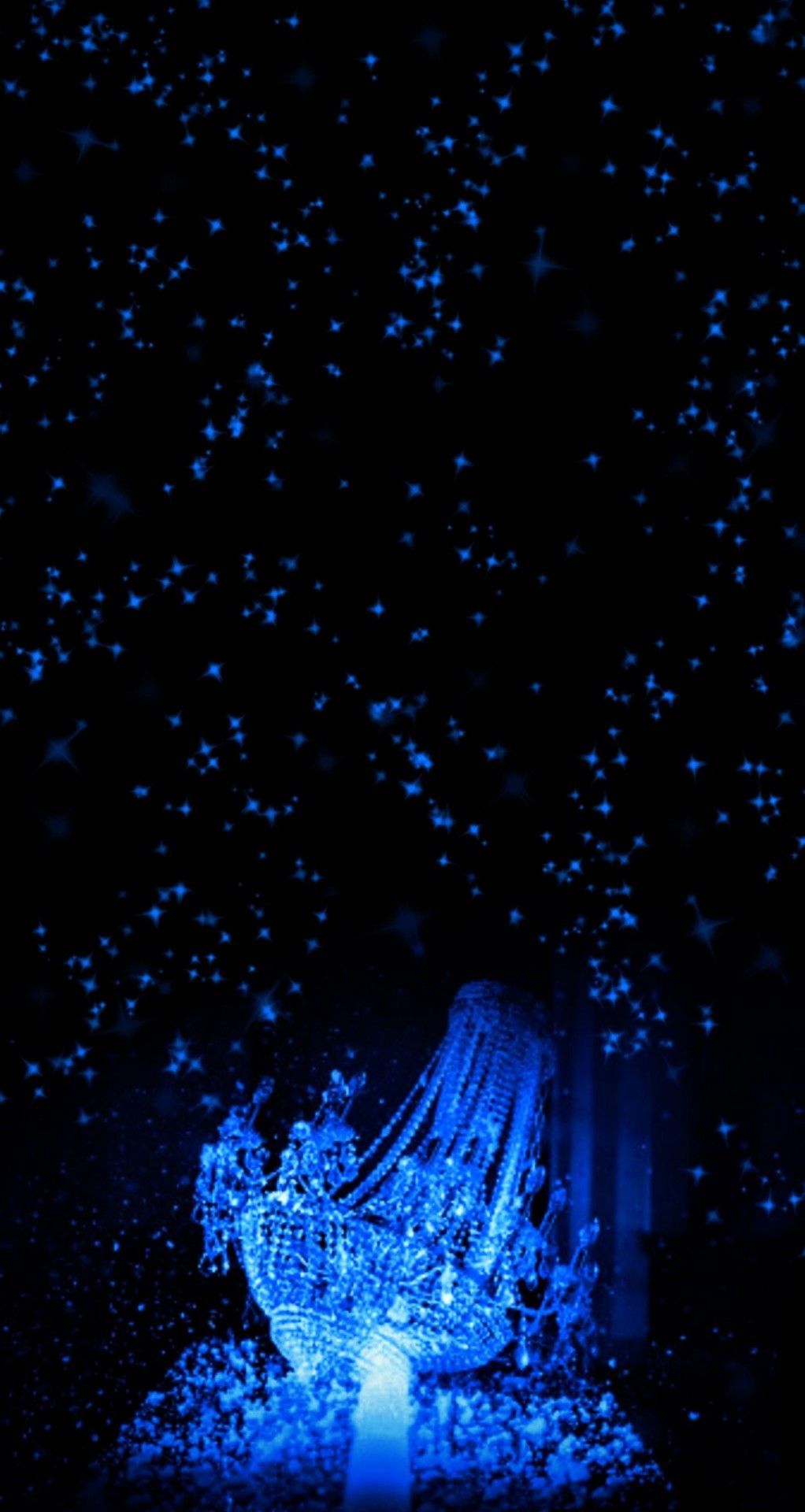 Lichtinstallation, Blaues Licht, Lichterkette, Dunkel, Nacht, HD, iPhone-Hintergrundbild