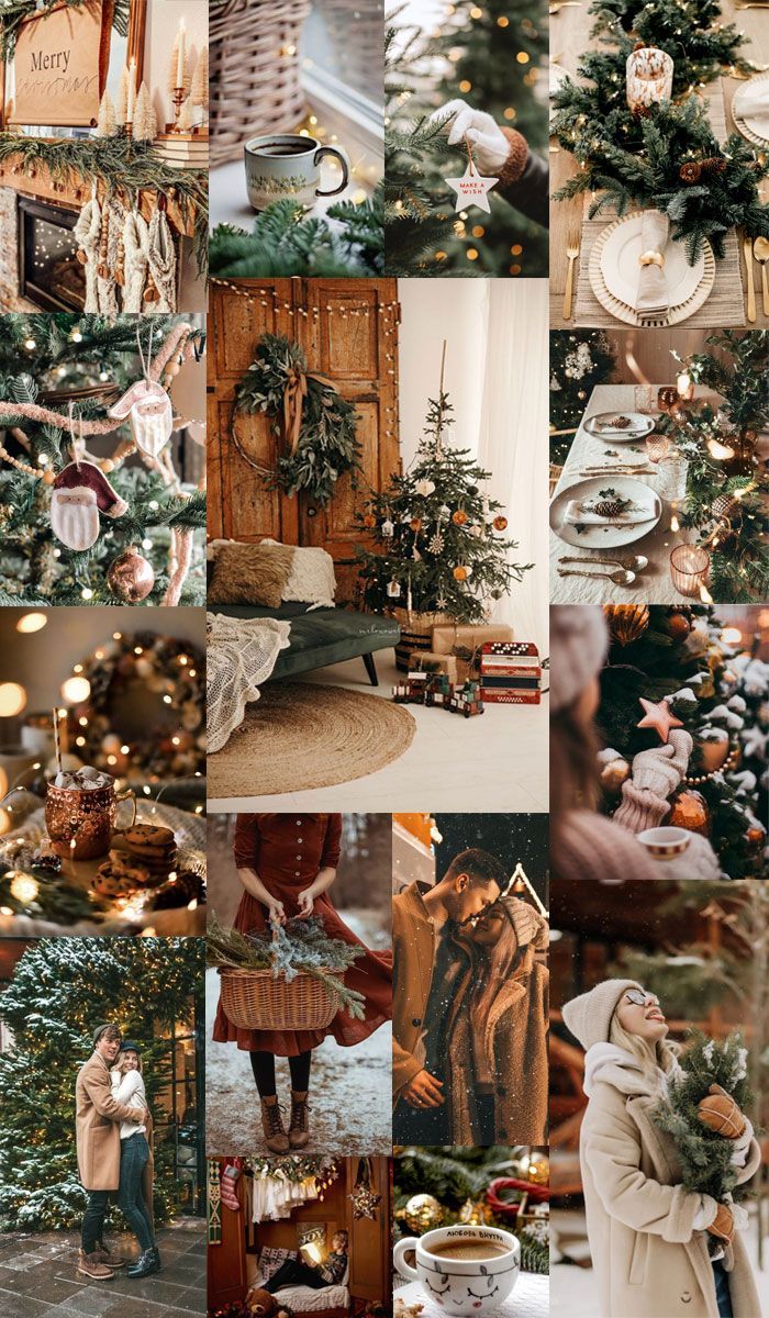 Collage, Kranz, Braune Töne, Gemütlich, Wohnzimmer, Hochformat, Hintergrundbild fürs Smartphone