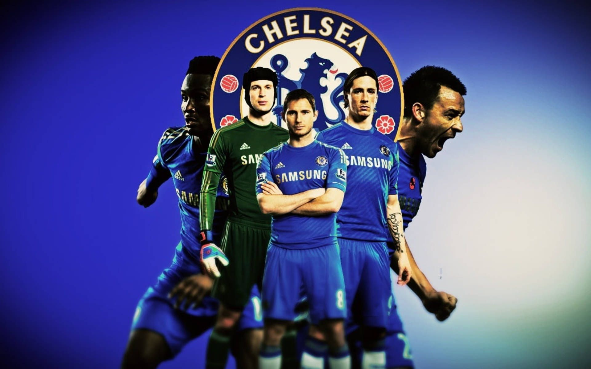 Chelsea FC, Fußballspieler, Mannschaft, Wappen, Samsung, Full HD, PC-Hintergrundbild