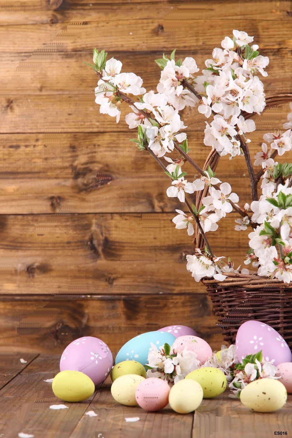 Ostereier, Kirschblüten, Holzwand, Rustikal, HD, Hintergrundbild fürs Tablet