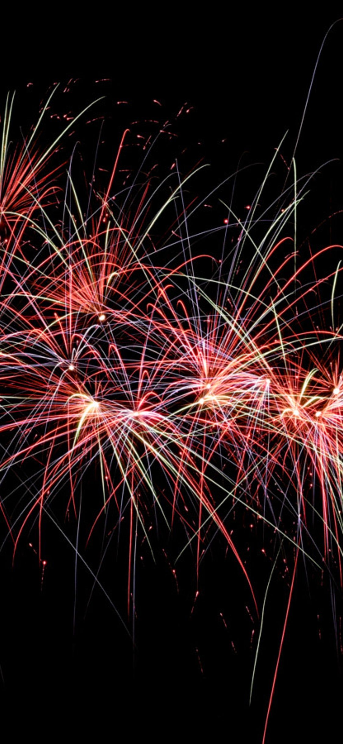 Feuerwerk, Rot, Raketen, Nacht, Full HD, Handy-Hintergrund im Hochformat