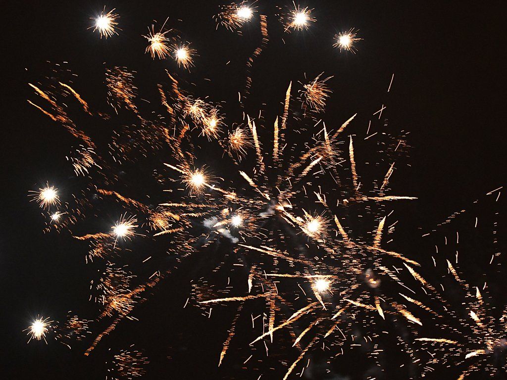 Feuerwerk, Funken, Gold, Schwarzer Hintergrund, Wallpaper