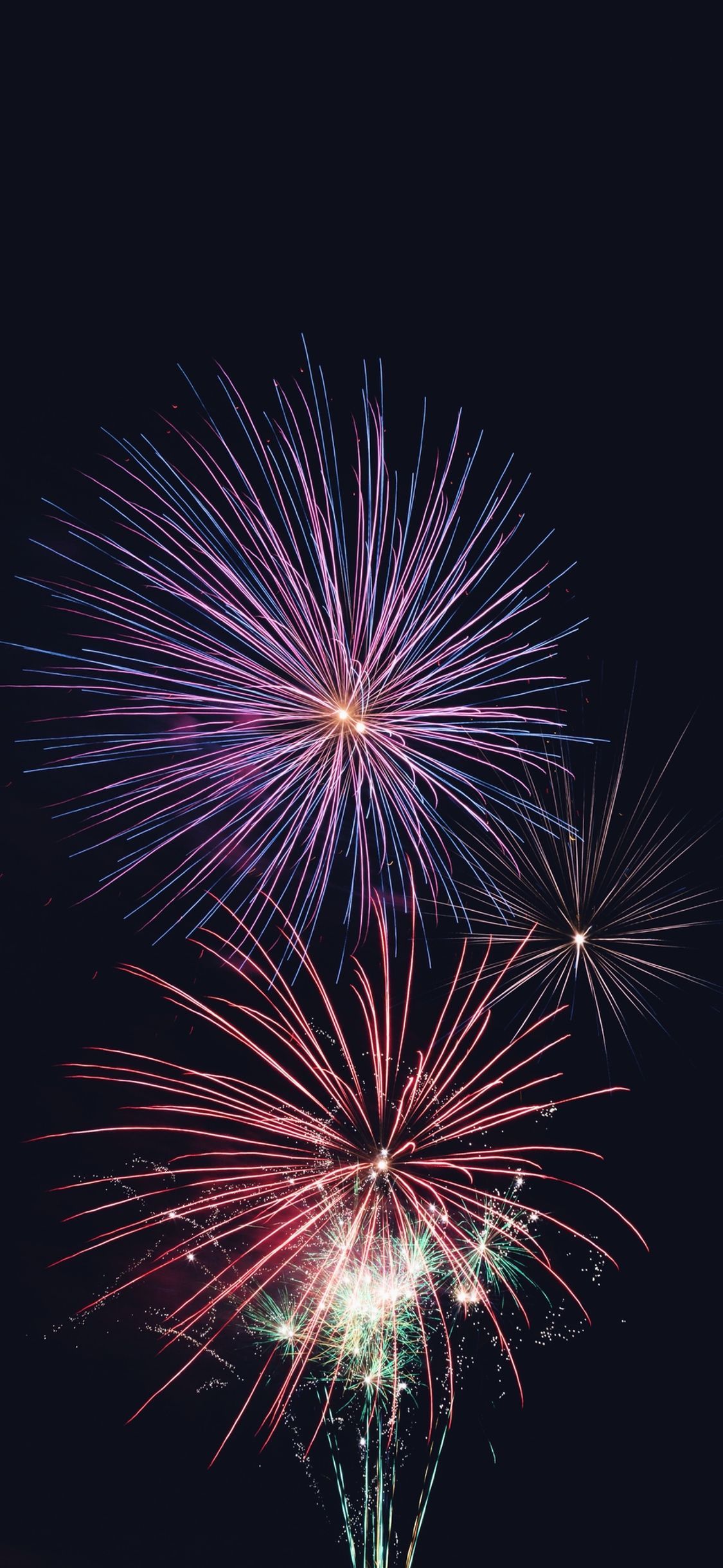 Feuerwerk, Lila, Nachthimmel, Minimalistisch, Full HD, Handy-Hintergrund im Hochformat