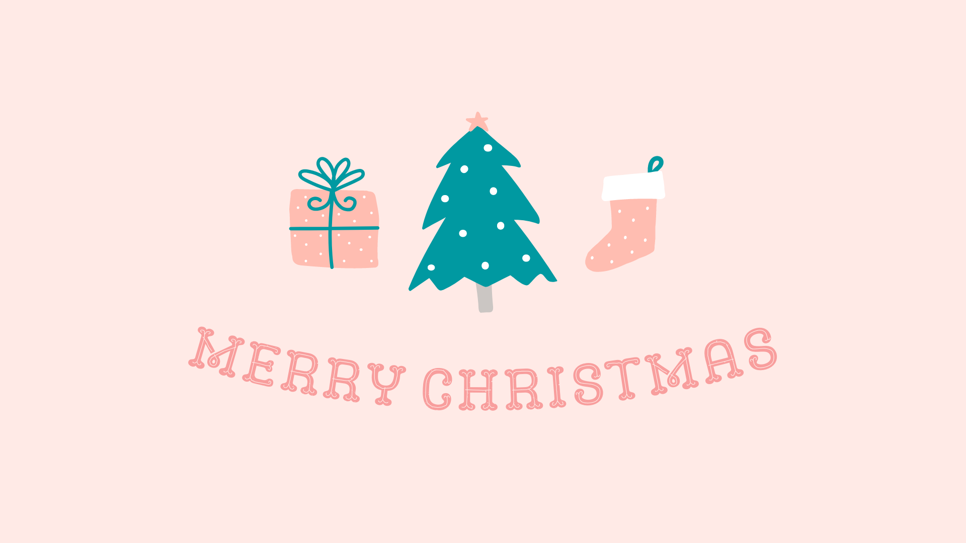 Merry Christmas, Weihnachtsbaum, Geschenk, Socke, Rosa Hintergrund, Full HD Wallpaper