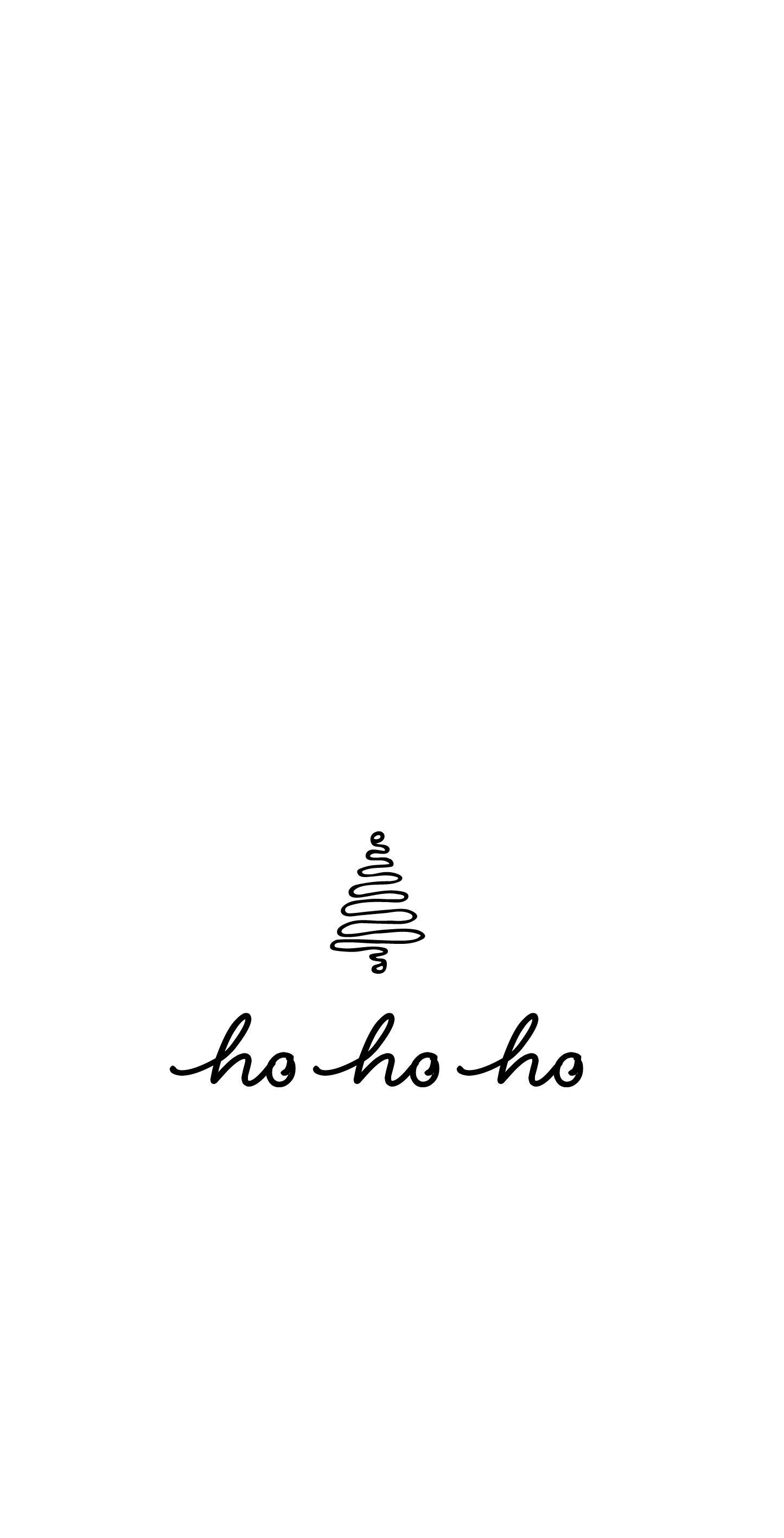 Ho Ho Ho, Weihnachtsbaum, Minimalistisch, Weißer Hintergrund, Handschrift, Sperrbildschirm fürs iPhone