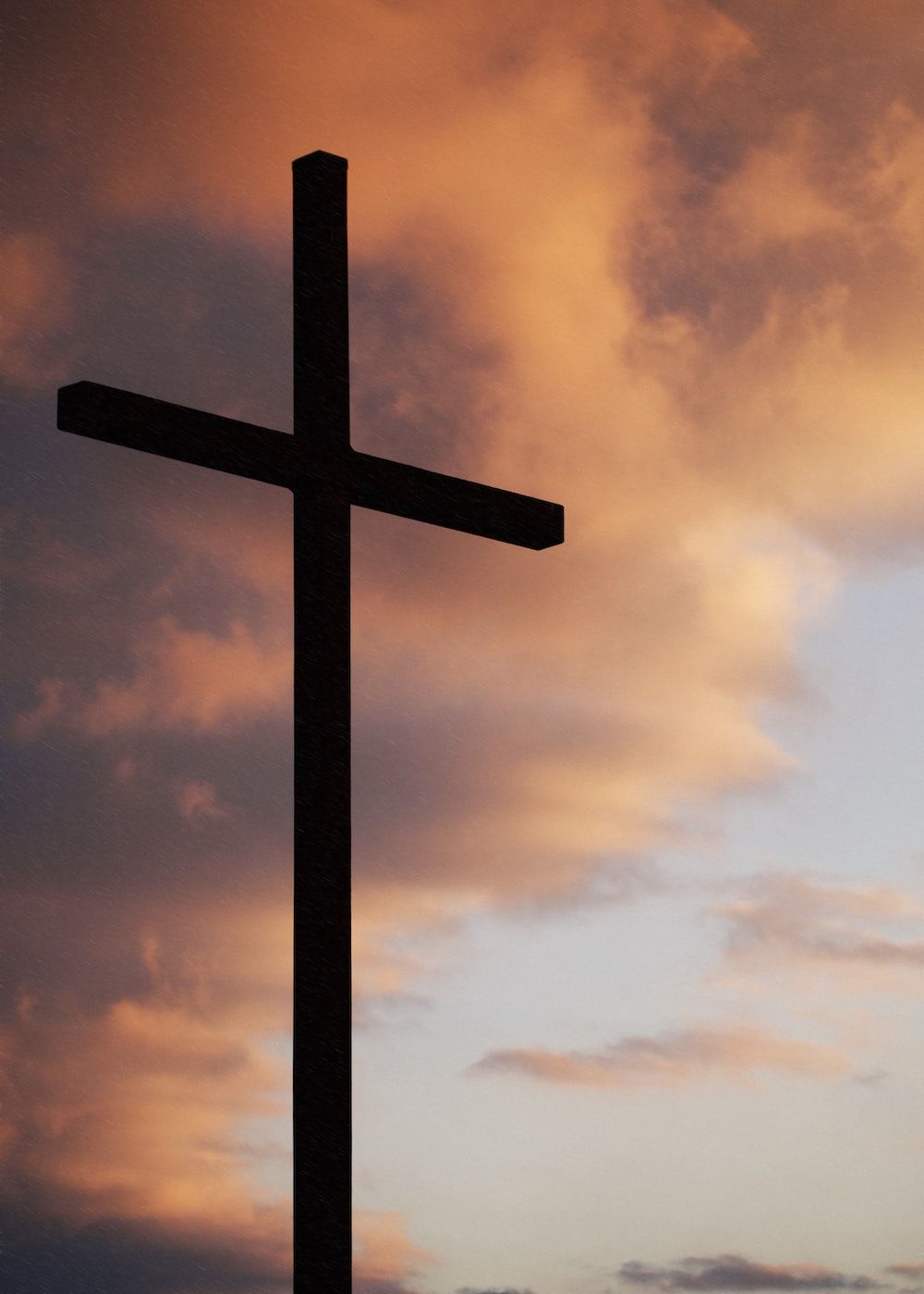 Kreuz-Silhouette, Wolken, Abendrot, Himmel, Christentum, Hintergrundbild fürs Tablet