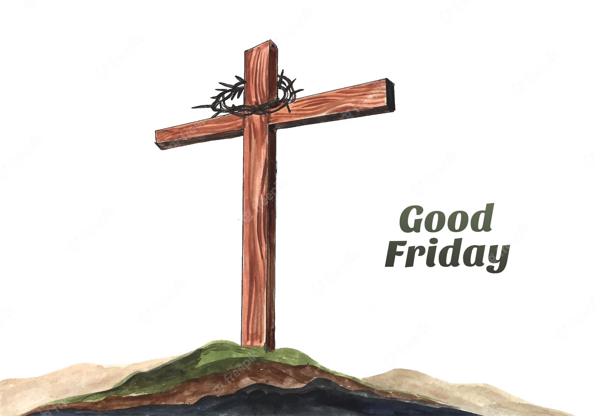 Good Friday, Holzkreuz, Dornenkrone, Golgatha, Aquarell, Full HD, Laptop-Hintergrundbild