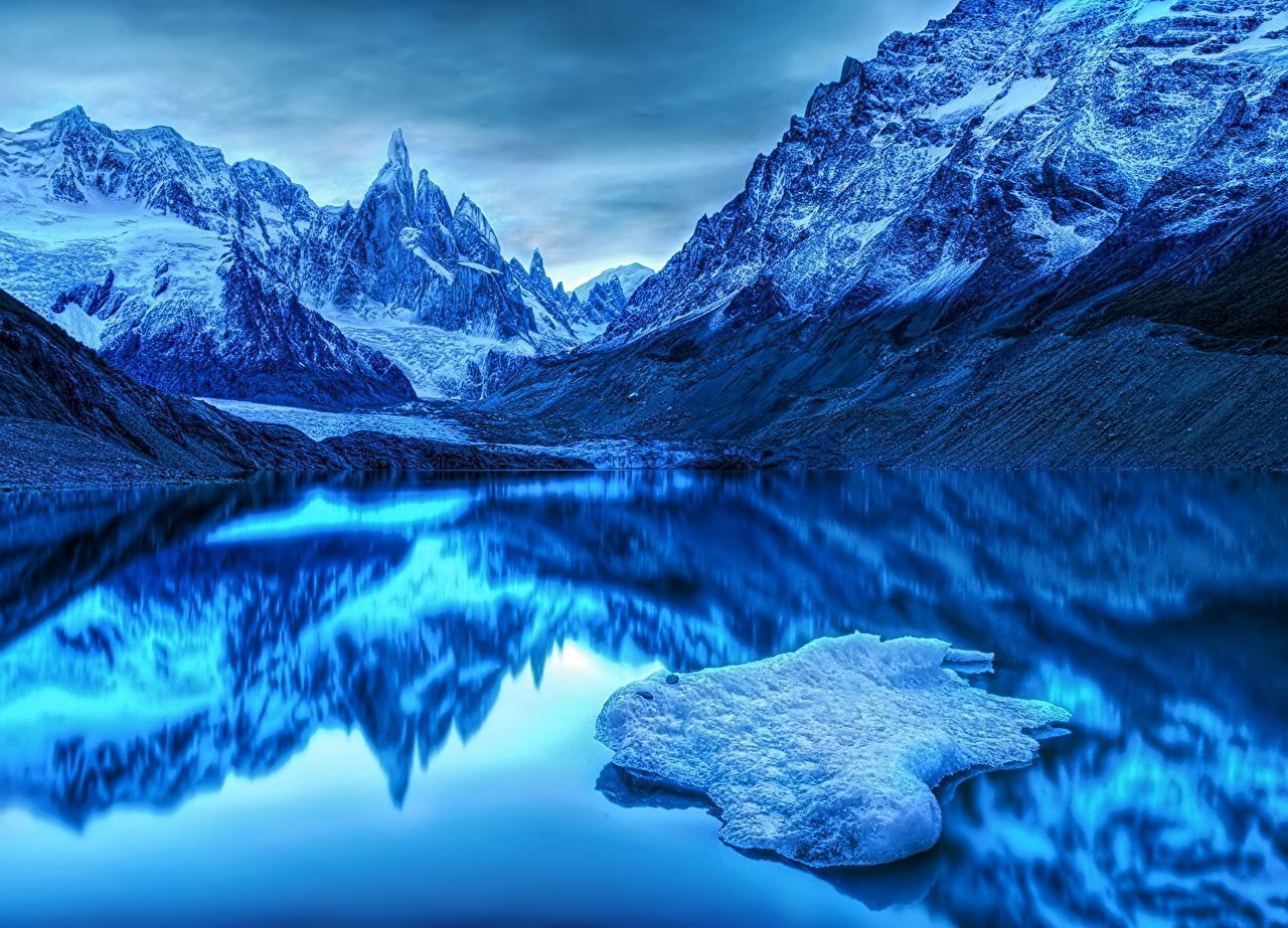 Bergsee, Gletscher, Schneegipfel, Spiegelung, Blau, HD, Hintergrundbild für den PC