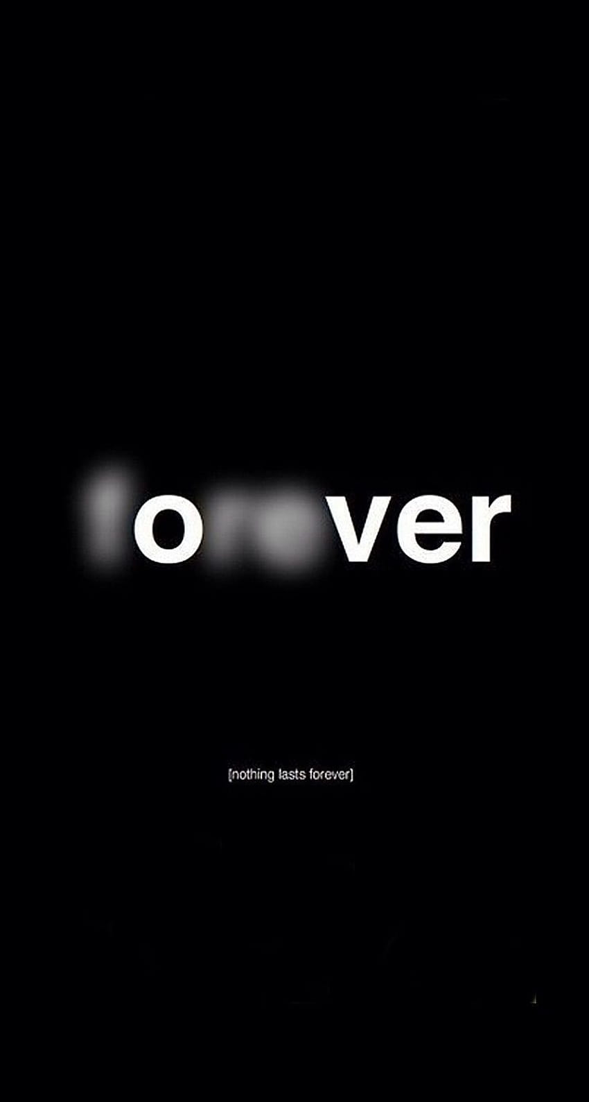 Forever, Over, Wortspiel, Schwarzer Hintergrund, Typografie, Sperrbildschirm fürs iPhone