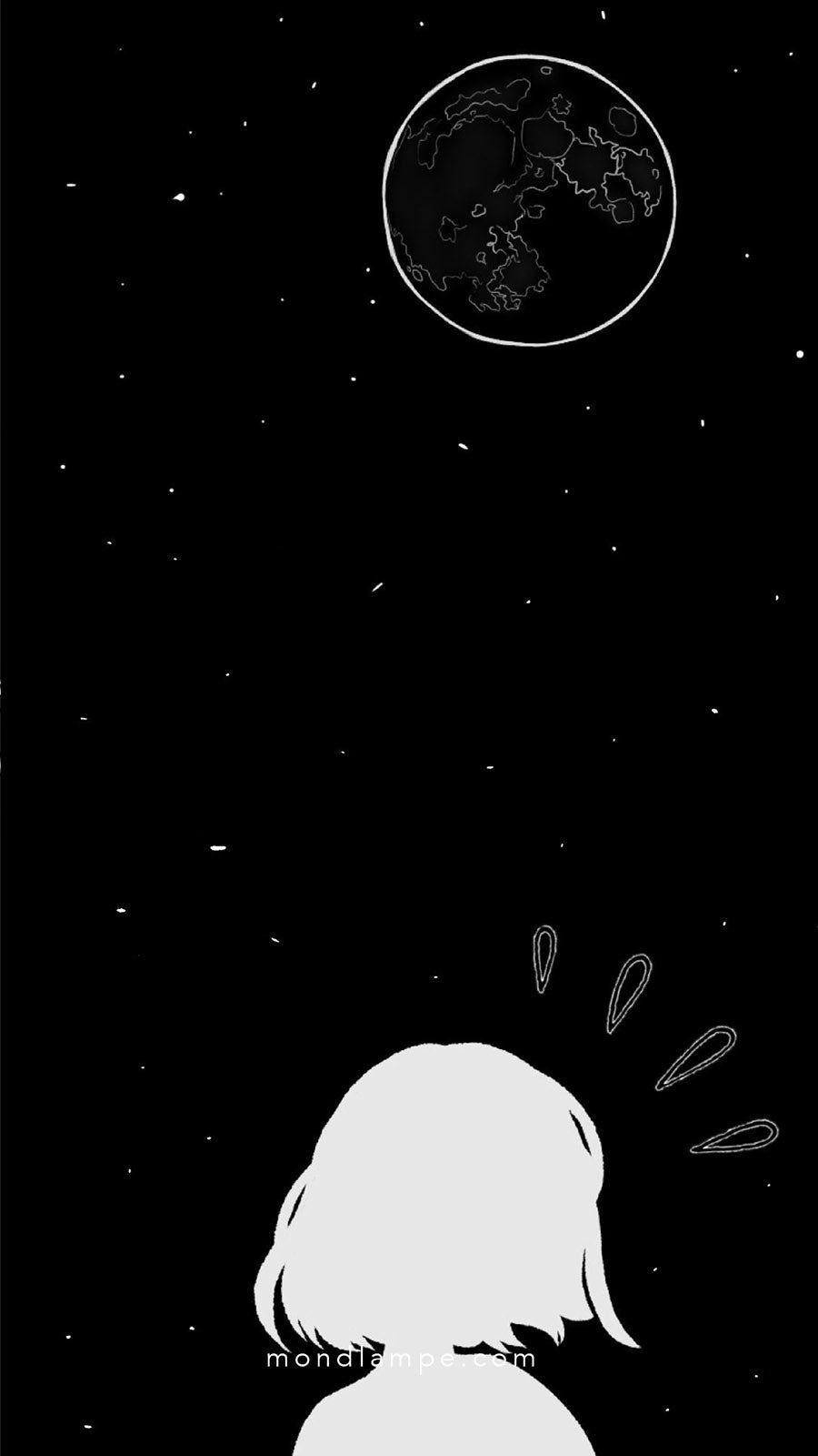 Mädchen, Silhouette, Mond, Schwarzer Hintergrund, Minimalismus, Sperrbildschirm fürs iPhone
