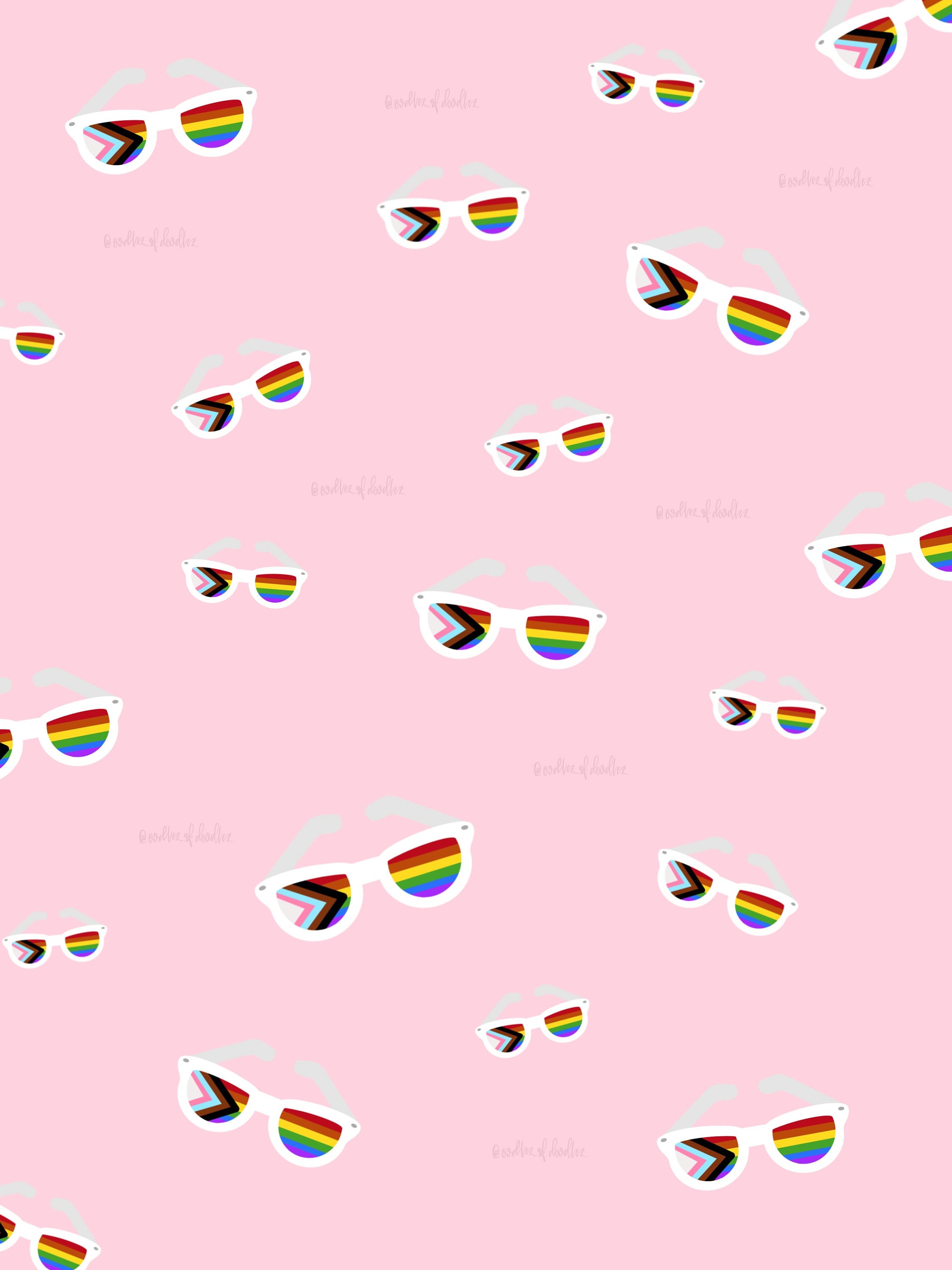 Sonnenbrillen, Regenbogenfarben, Muster, Rosa Hintergrund, Pride, QHD+ Wallpaper