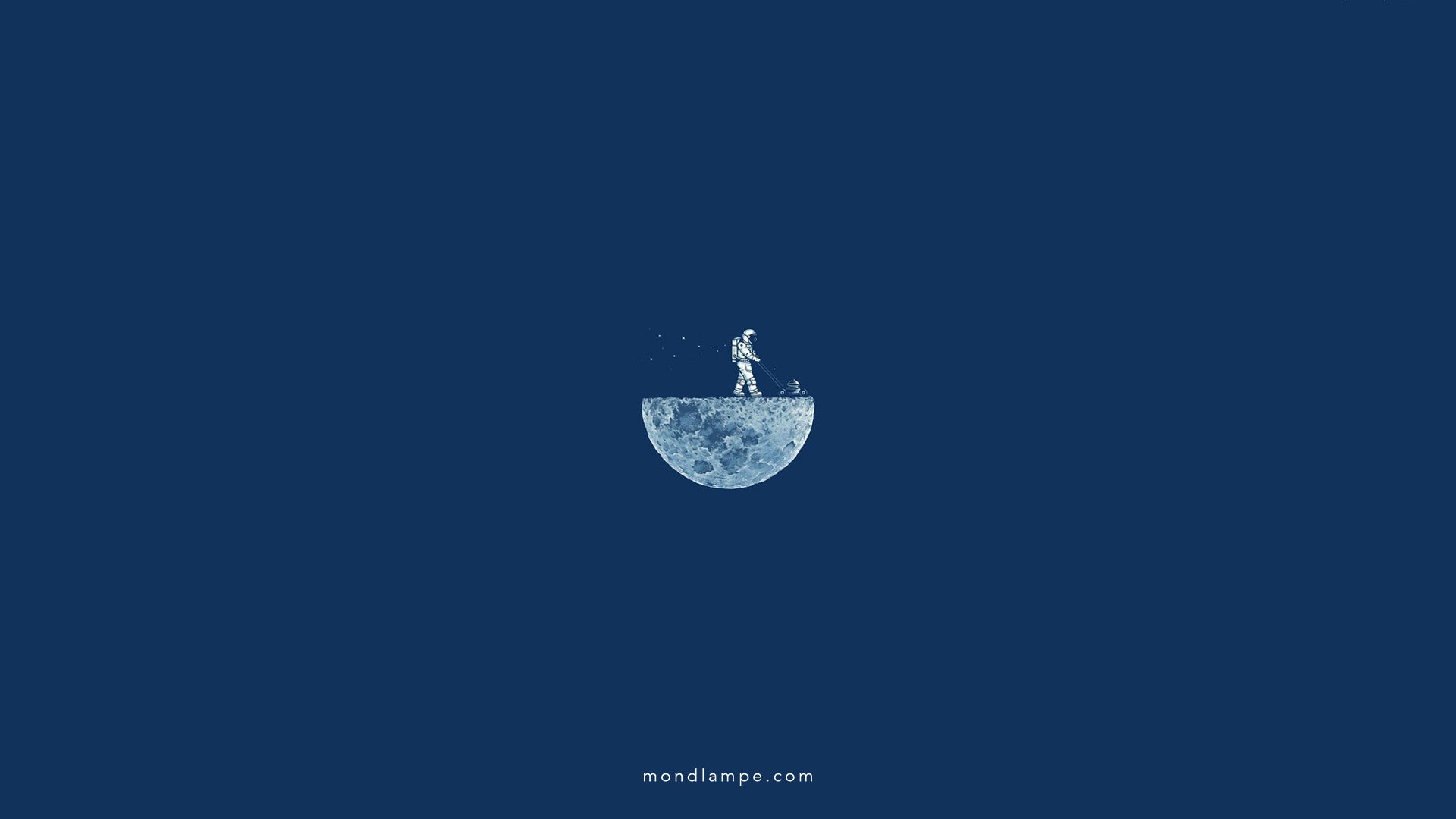 Astronaut, Halbmond, Dunkelblau, Minimalismus, Illustration, Full HD, Breitbild-Hintergrundbild