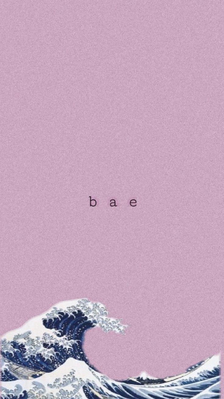 Die große Welle vor Kanagawa, Bae, Rosa Hintergrund, Minimalismus, Schriftzug, Sperrbildschirm