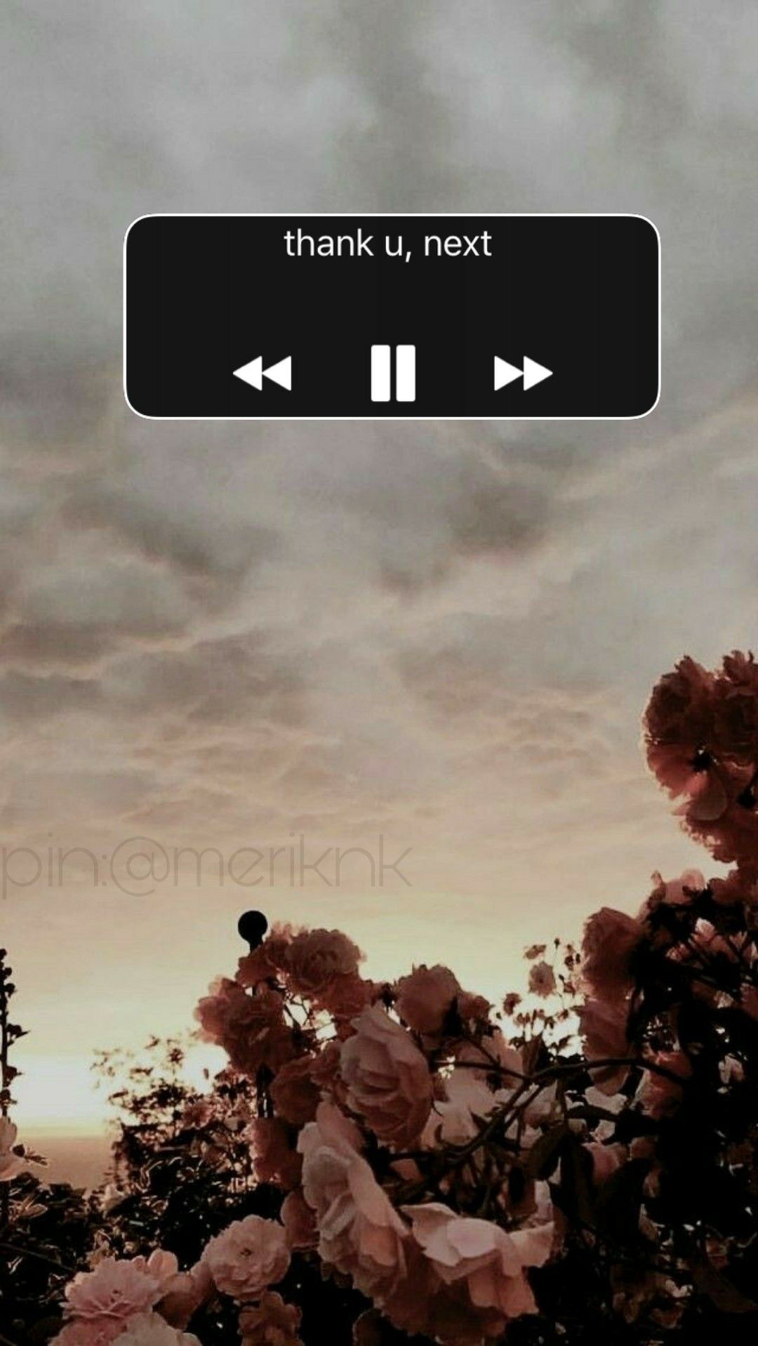 thank u, next, Ariana Grande, Musikplayer, Abendhimmel, Bäume, Android-Hintergrundbild