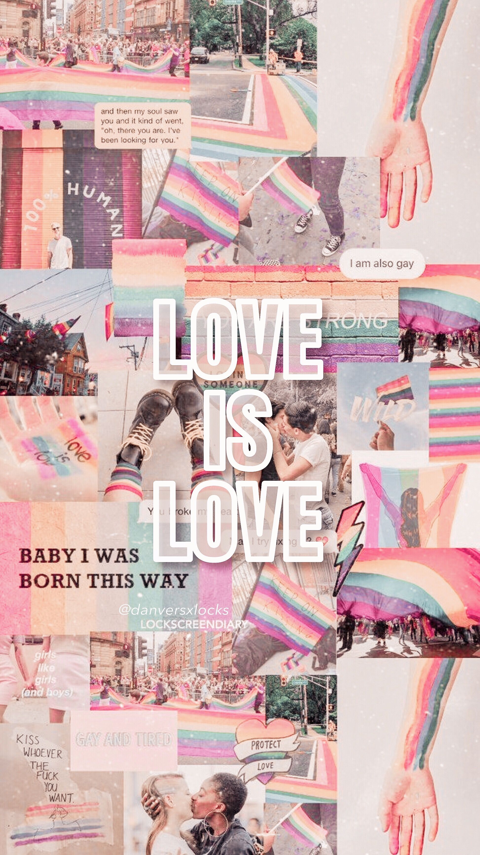 Love Is Love, Born This Way, Collage, Rosa, Ästhetik, Hintergrundbild für iPhone und Android