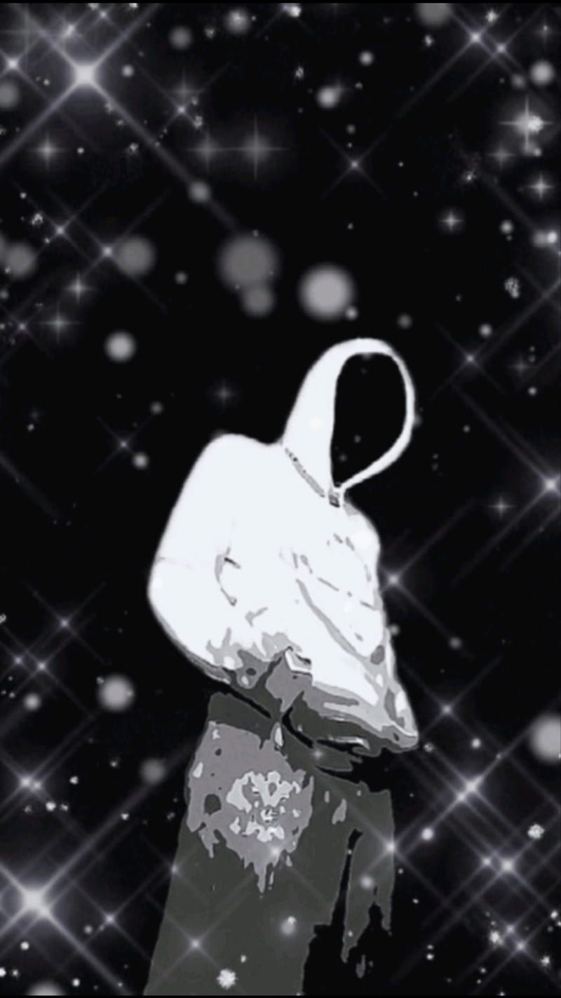 Kapuzenpullover, Junge, Schwarz-Weiß, Glitzer, Sterne, Hintergrundbild für iPhone und Android