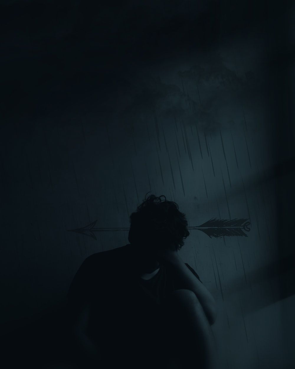 Silhouette, Junger Mann, Dunkel, Rauch, Einsamkeit, HD, iPad-Hintergrundbild