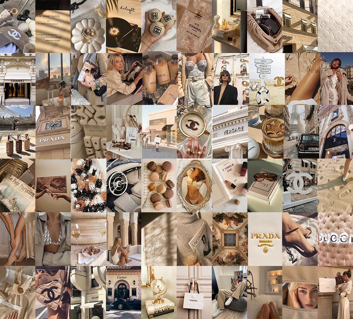 Collage, Beige, Ästhetik, Mode, Braun, Hintergrundbild für iPad und Tablet