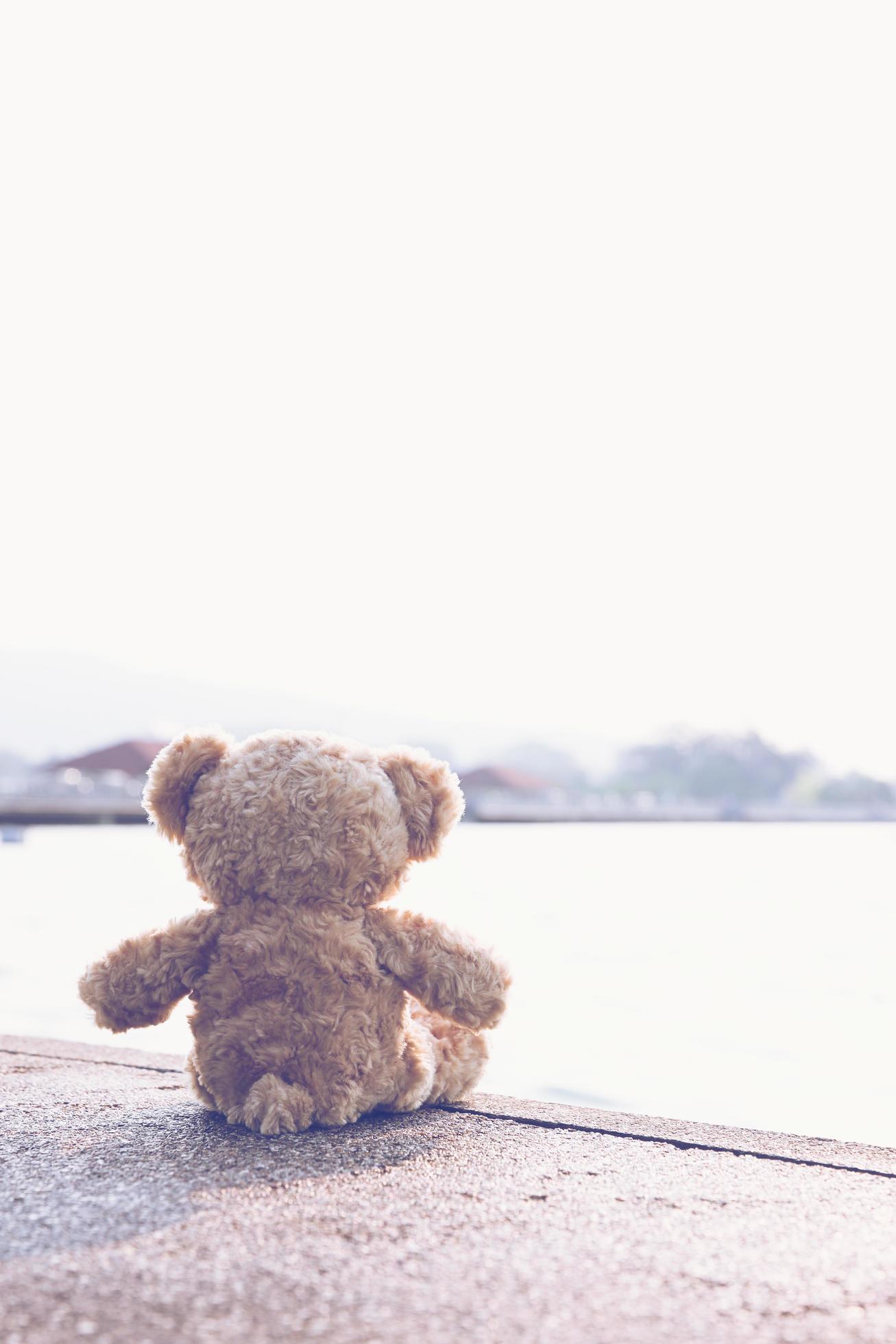Teddybär, Allein, Meer, Nebel, Hell, Full HD, Hintergrundbild fürs Tablet