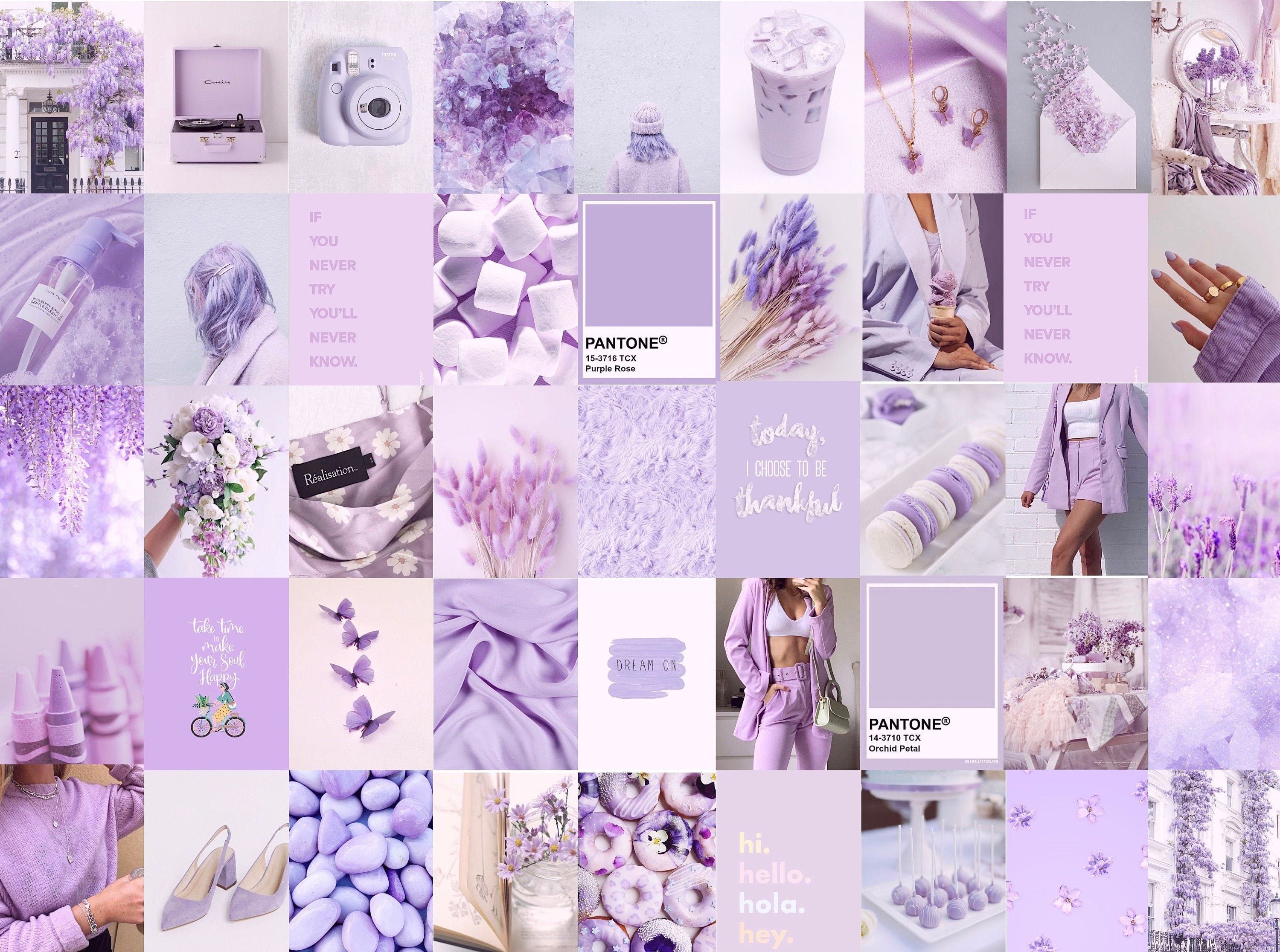 Collage, Lavendel, Lila, Ästhetik, Pastell, 2K, Hintergrundbild fürs Tablet