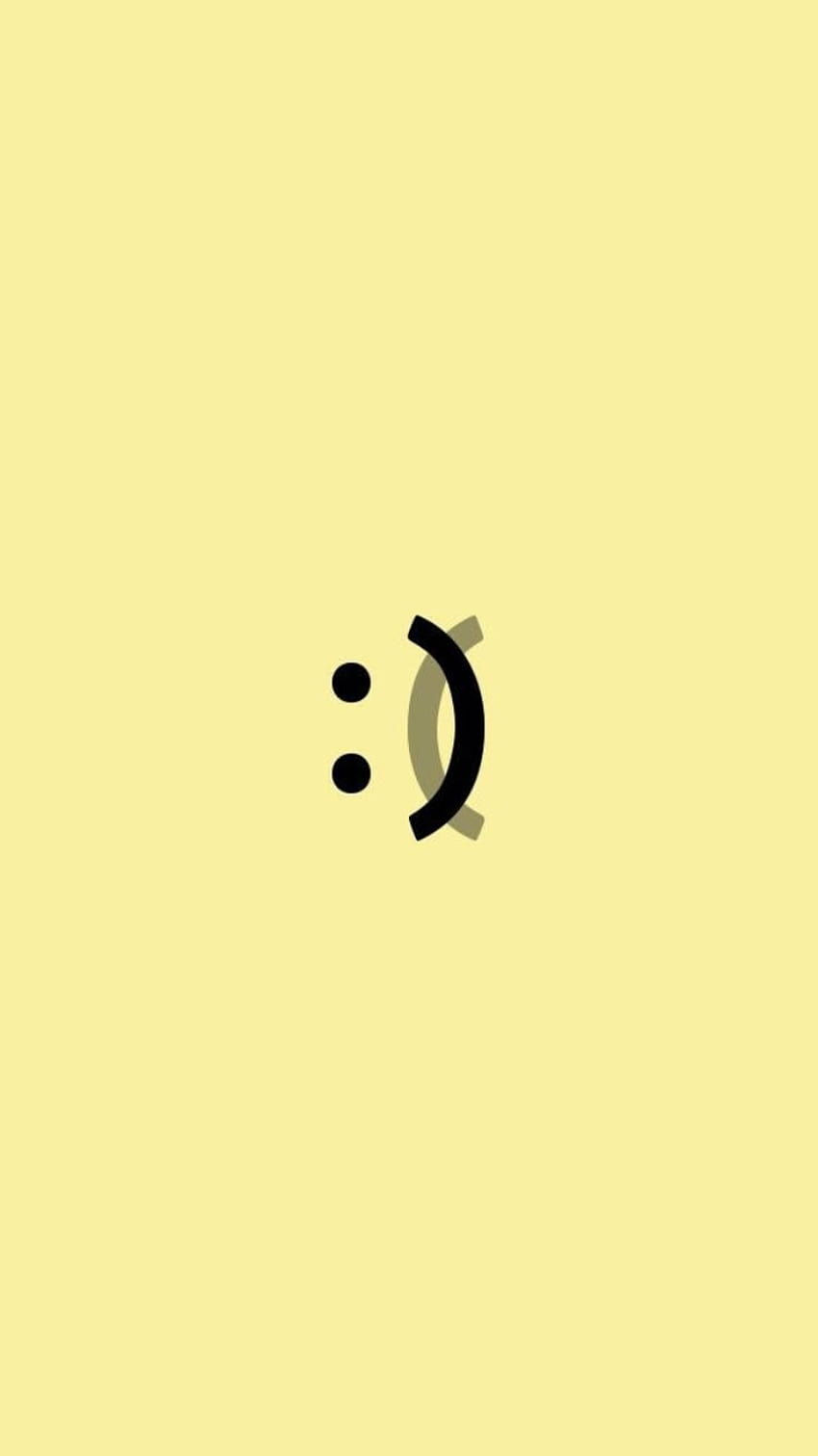 Smiley, Traurig, Hellgelb, Minimalistisch, Emoticon, HD, Sperrbildschirm fürs iPhone