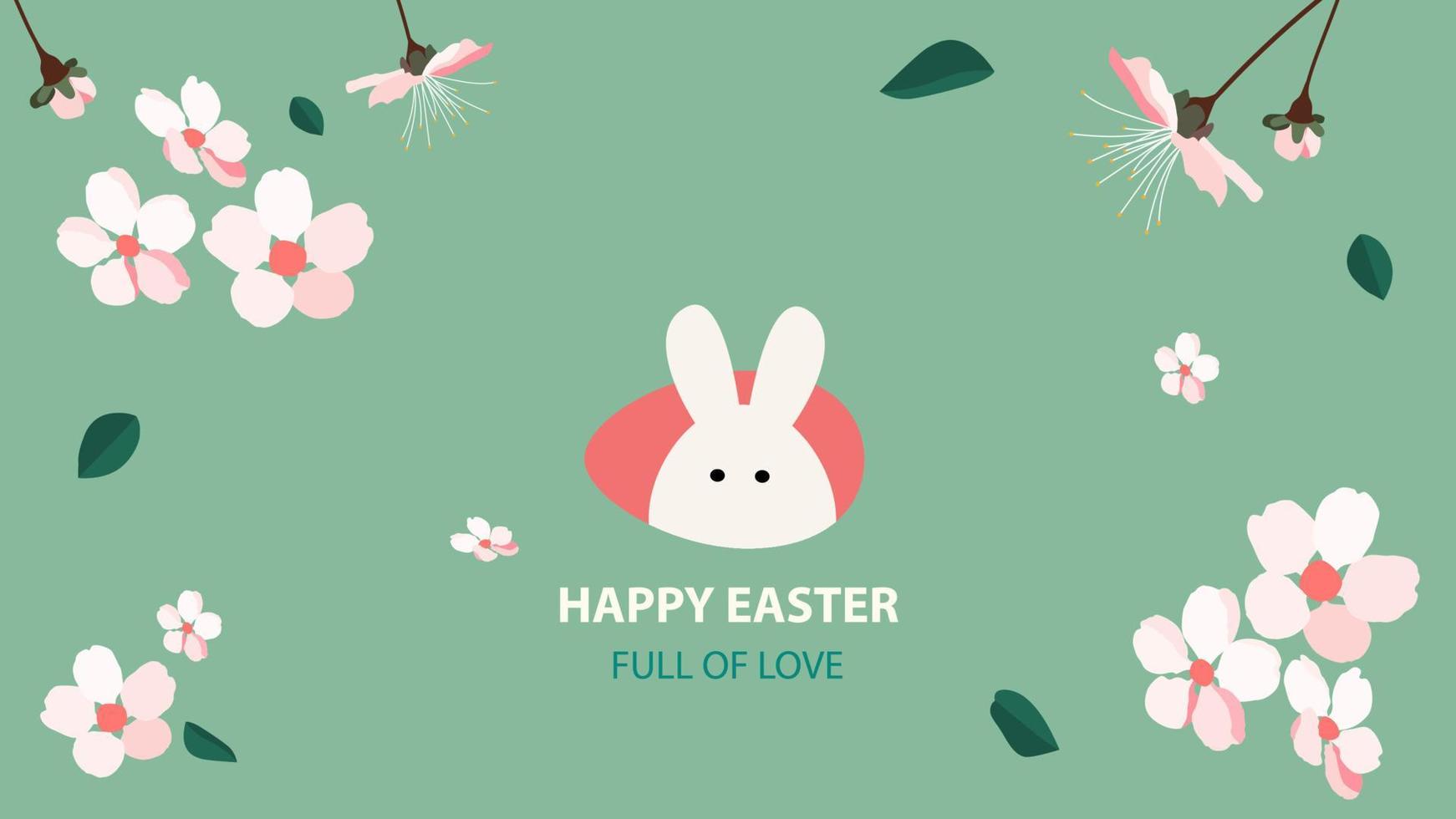 Frohe Ostern, Osterhase, Kirschblüten, Grün, Illustration, HD, PC-Hintergrundbild