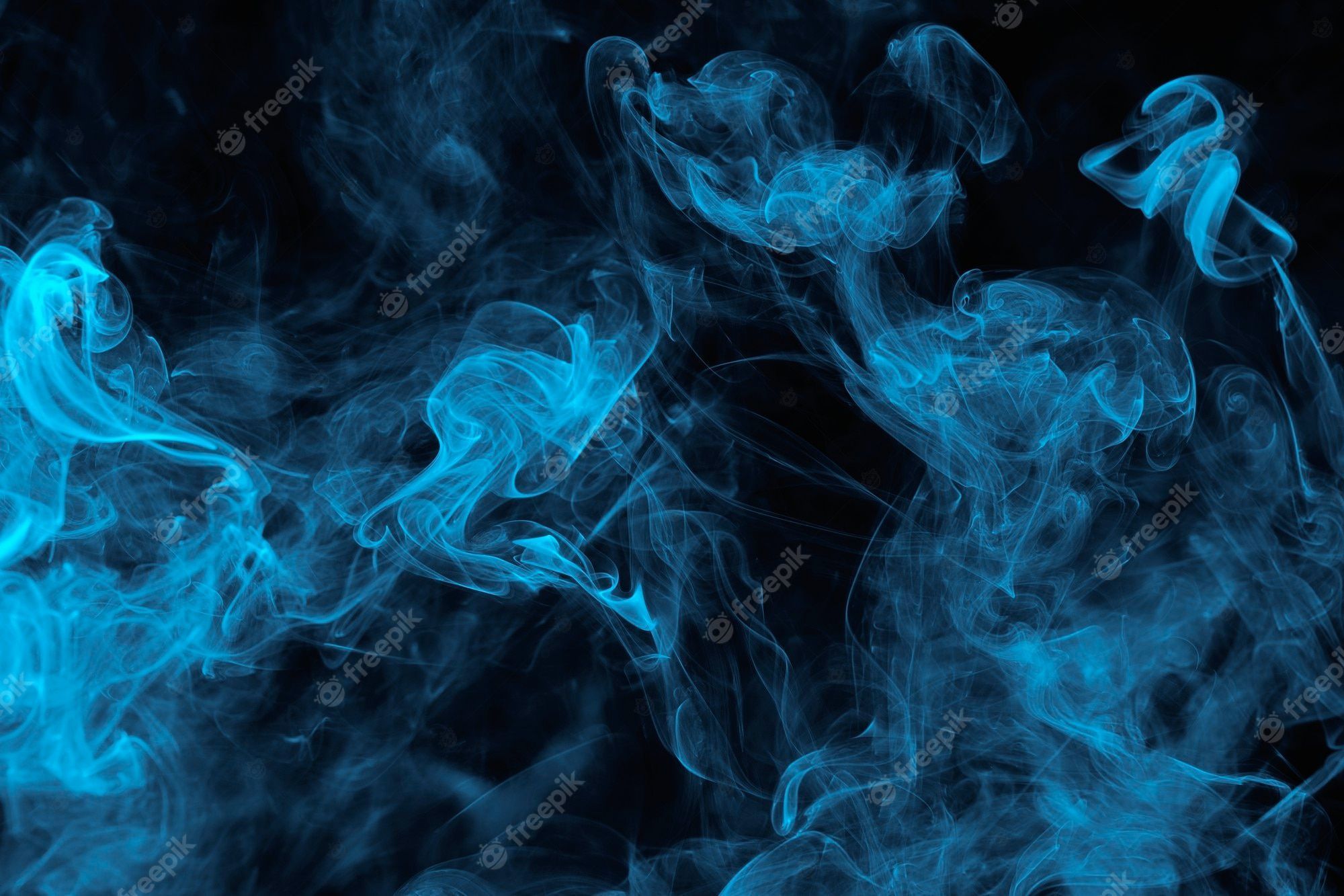 Rauch, Blau, Schwarzer Hintergrund, Abstrakt, Full HD Wallpaper