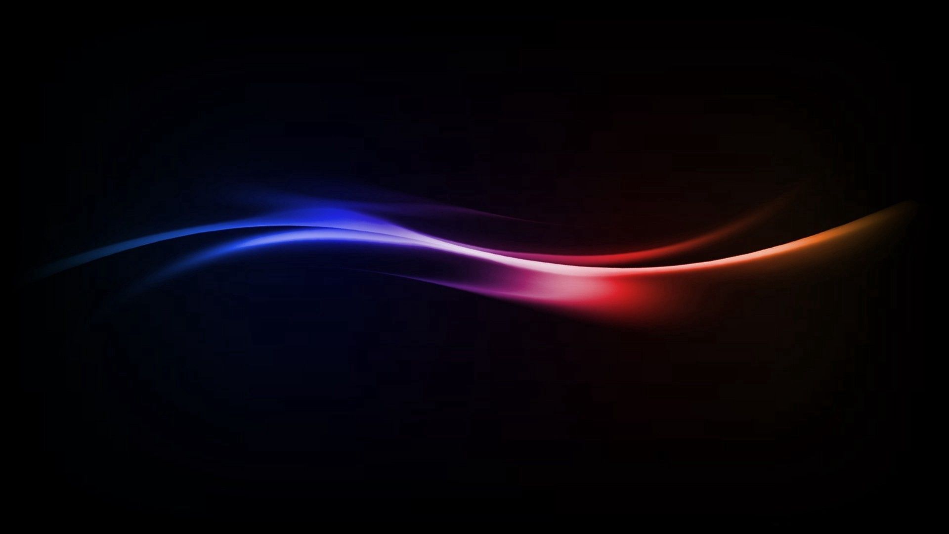 Lichtwelle, Abstrakt, Blau und Orange, Schwarzer Hintergrund, Full HD Wallpaper