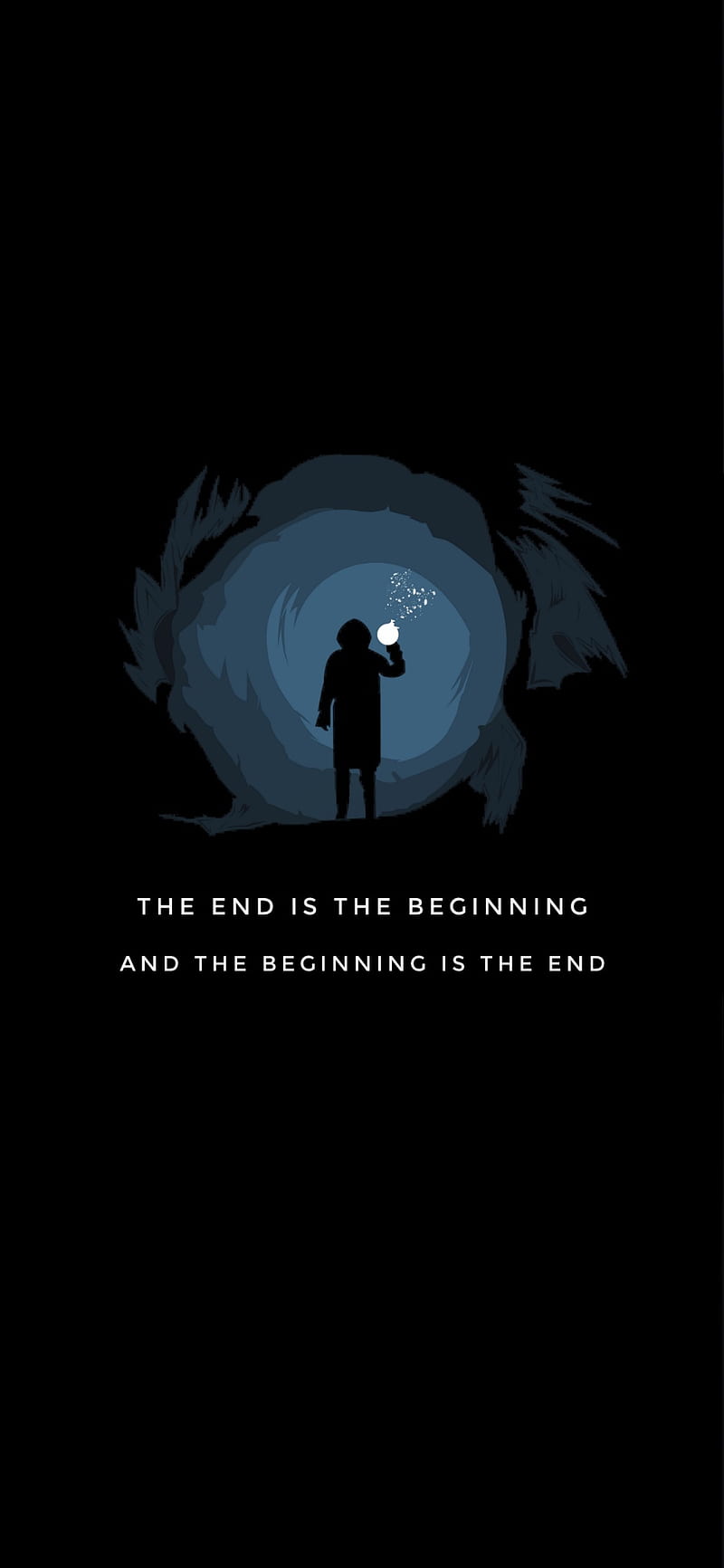 Dark, Höhle, Silhouette, The end is the beginning, Schwarz, HD, iPhone-Hintergrundbild