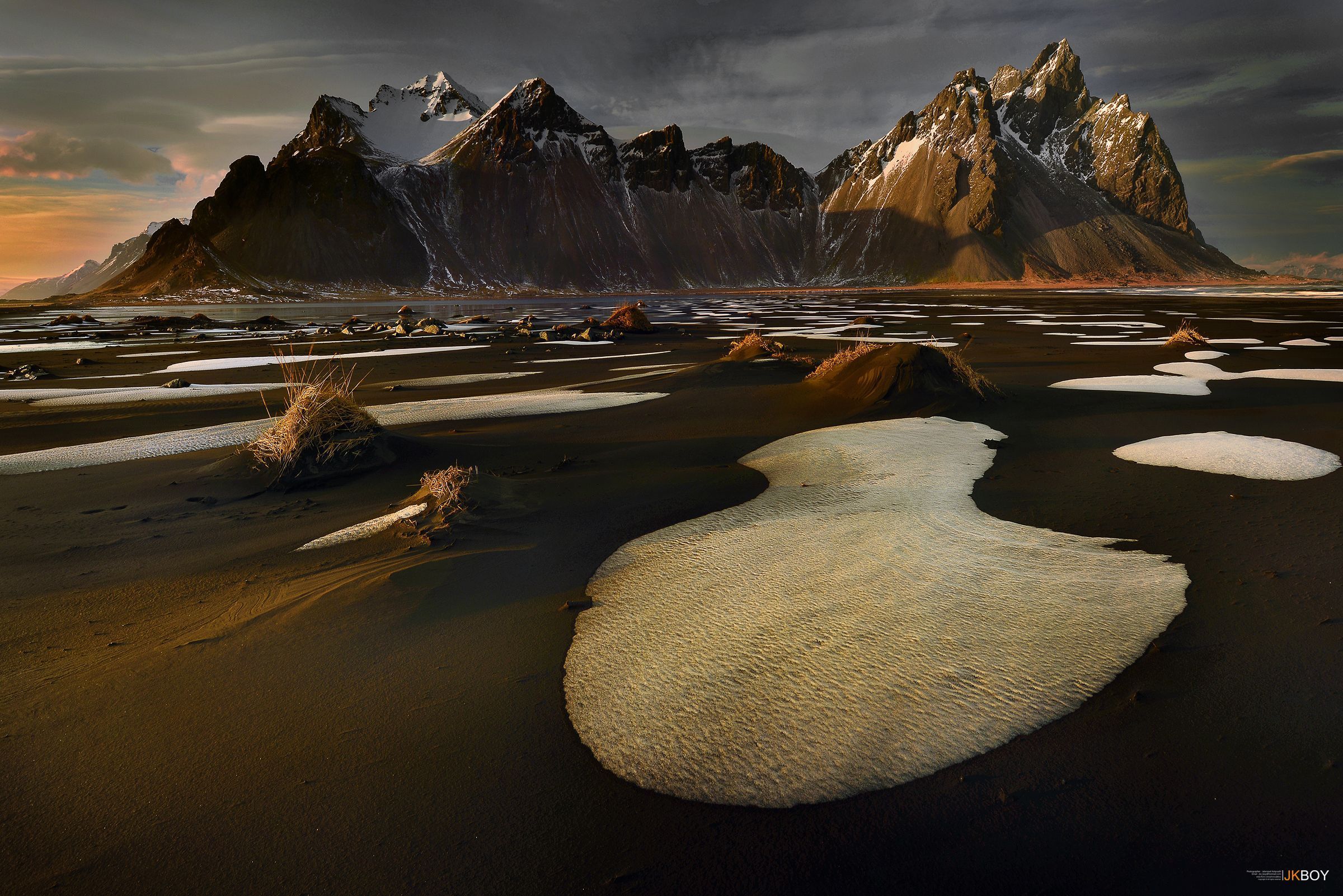 Vestrahorn, Island, Schwarzer Sand, Dünen, Berge, Full HD, Desktop-Hintergrund für Windows