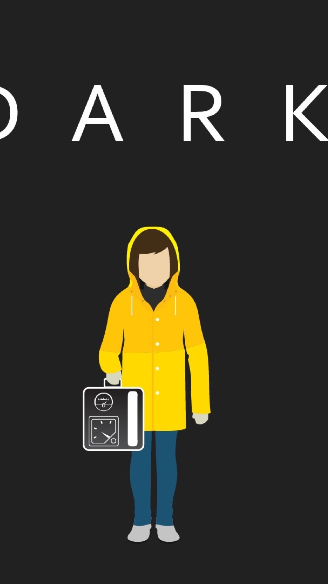 Dark, Jonas Kahnwald, Gelbe Regenjacke, Illustration, Flat Design, Full HD, Handy-Hintergrund