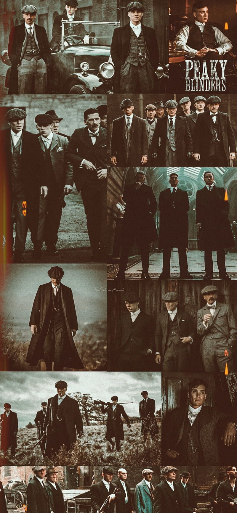 Peaky Blinders, Thomas Shelby, Collage, Sepia, Ästhetik, Hintergrundbild fürs Handy