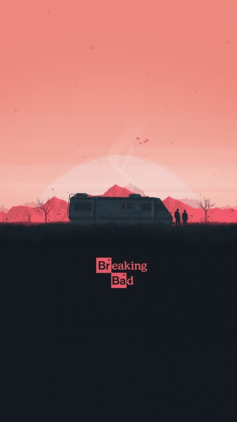 Breaking Bad, Wohnmobil, Silhouette, Wüste, Rosa Himmel, Minimalismus, HD, Handy-Hintergrundbild