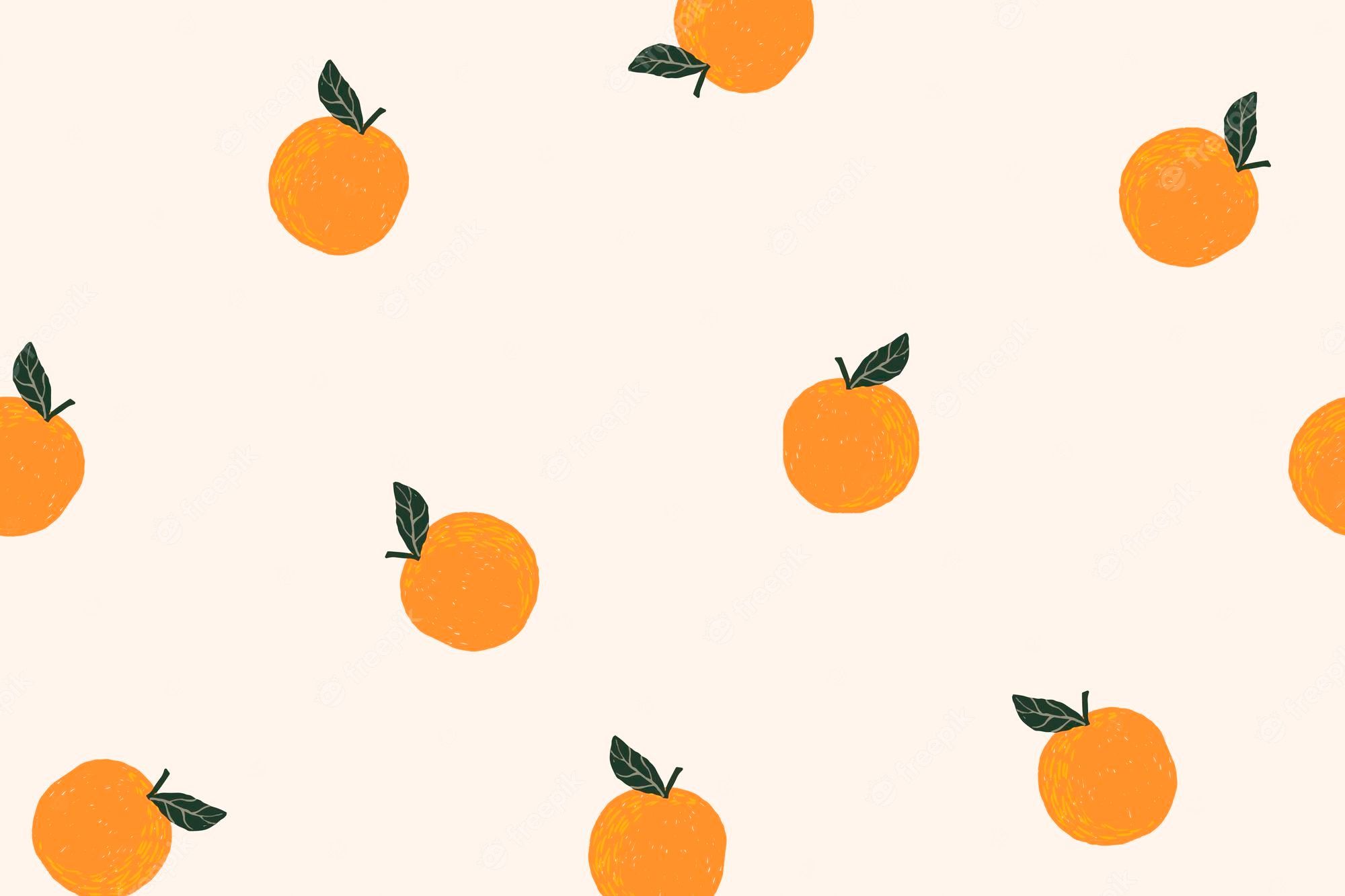 Orangen-Muster, Mandarinen, Creme, Illustration, Full HD, Desktop-Hintergrund für Windows