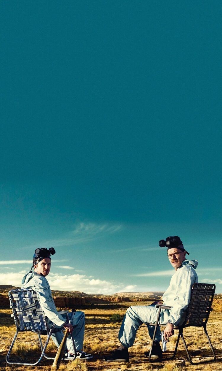 Walter White, Jesse Pinkman, Breaking Bad, Campingstühle, Wüste, Hintergrundbild fürs Handy