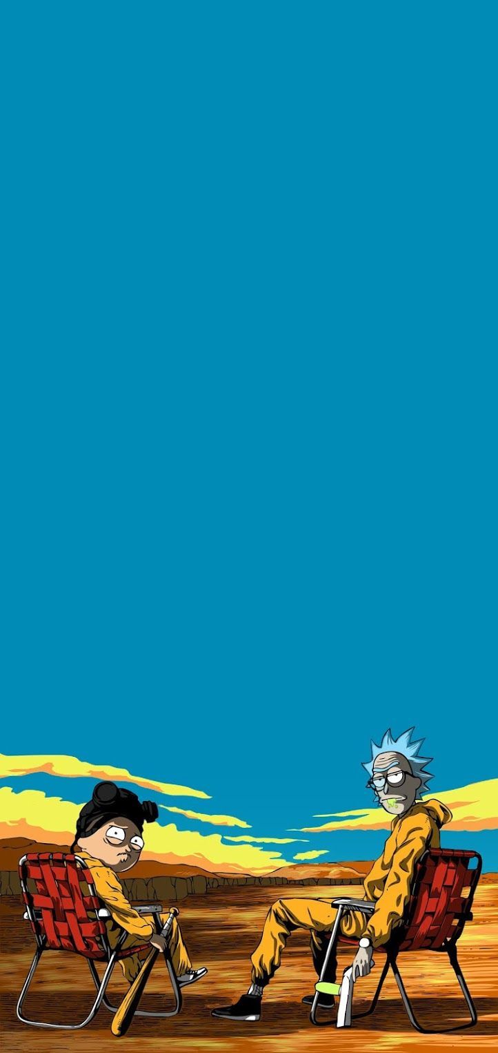 Walter White, Jesse Pinkman, Breaking Bad, Illustration, Blauer Himmel, Sperrbildschirm fürs iPhone