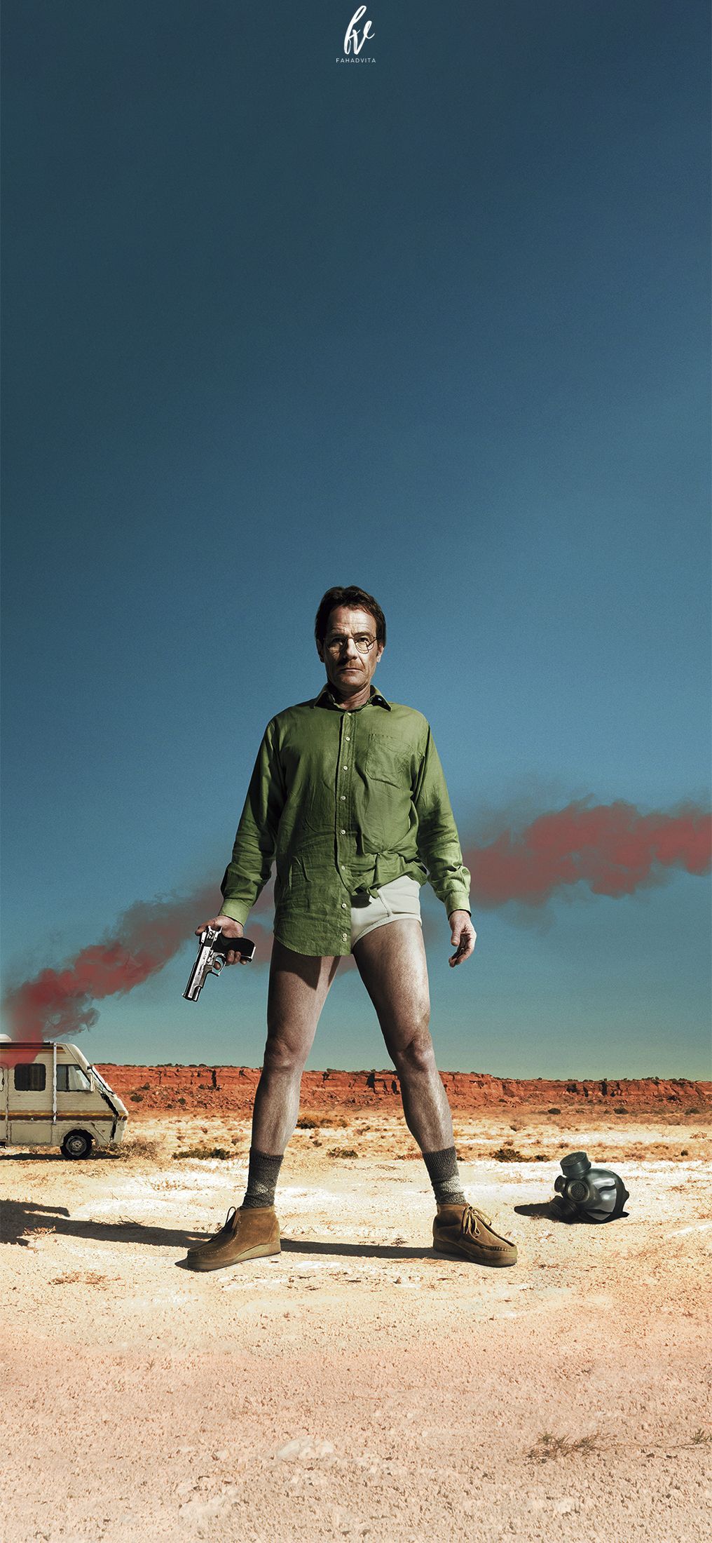 Walter White, Breaking Bad, Unterhose, Wüste, Poster, HD, Handy-Hintergrund im Hochformat