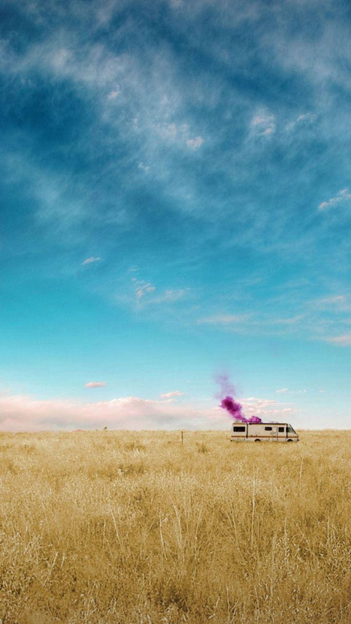 Breaking Bad, Wohnmobil, Wüste, Lila Rauch, Wolken, HD, Hintergrundbild fürs Handy