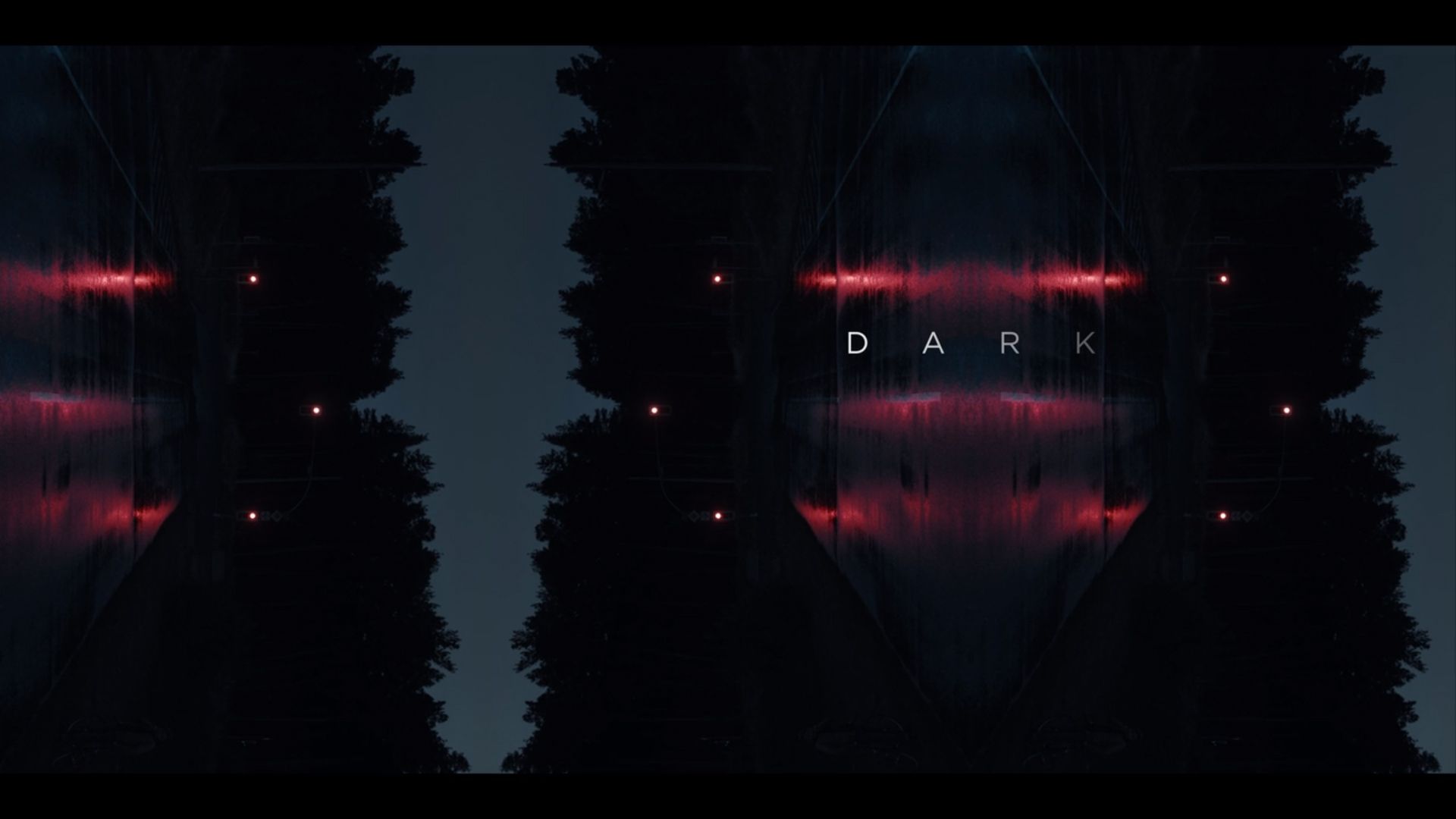 Dark, Logo, Rote Lichter, Symmetrie, Breitbild, Full HD 1080p, Desktop-Hintergrundbild