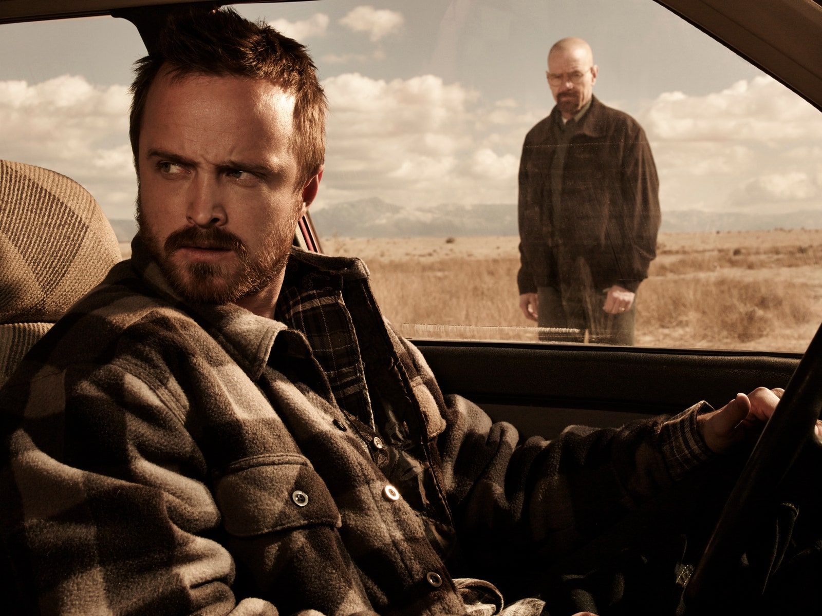 Jesse Pinkman, Aaron Paul, Walter White, Breaking Bad, Auto, Wüste, Hintergrundbild fürs Tablet