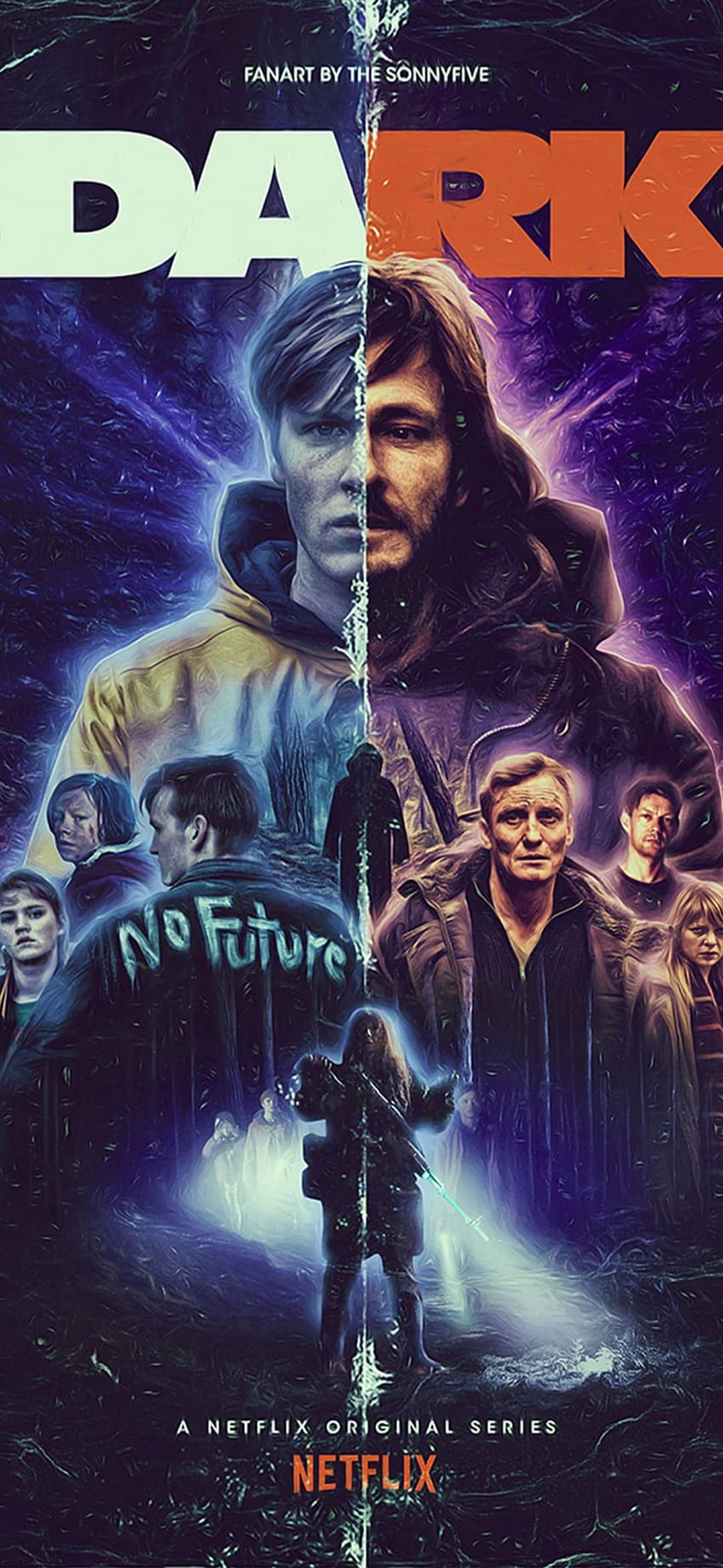 Dark, Poster, Retro-Stil, Figuren, Netflix, HD, Handy-Hintergrund im Hochformat